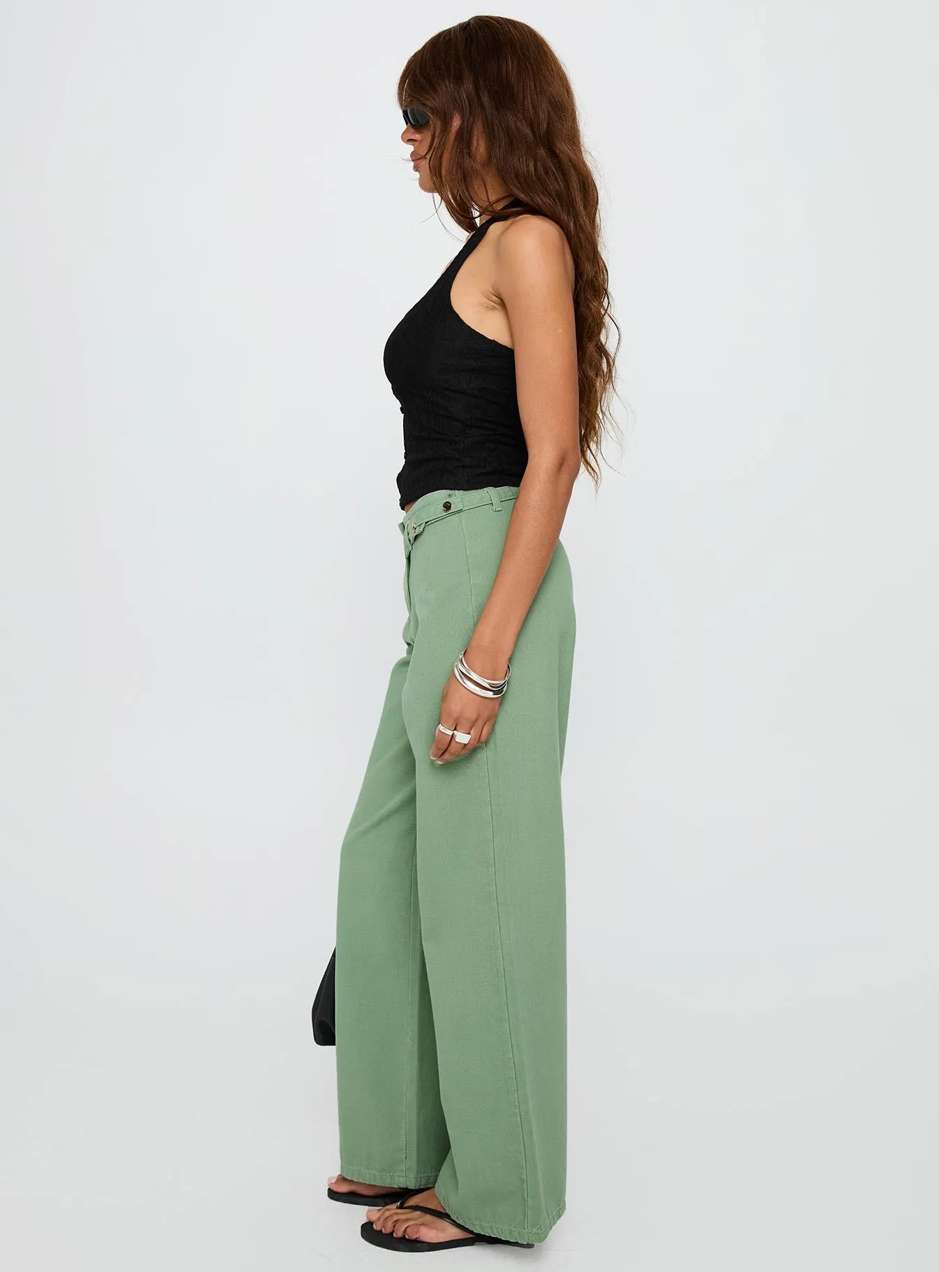 Mercadi Mid Rise Straight Leg Cargo Jeans Green sold by Princess Polly product image thumbnail 3