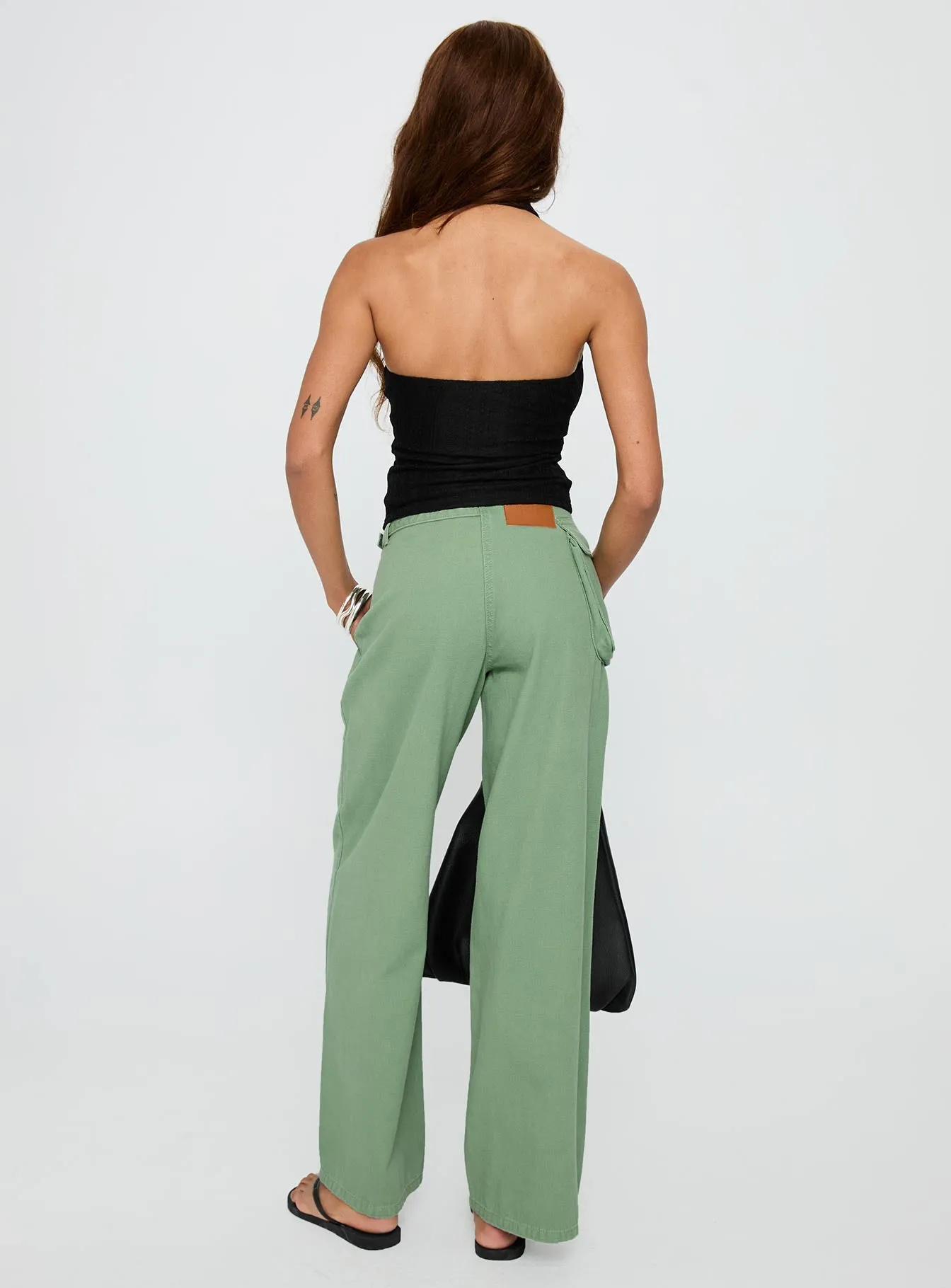 Mercadi Mid Rise Straight Leg Cargo Jeans Green sold by Princess Polly product image thumbnail 4