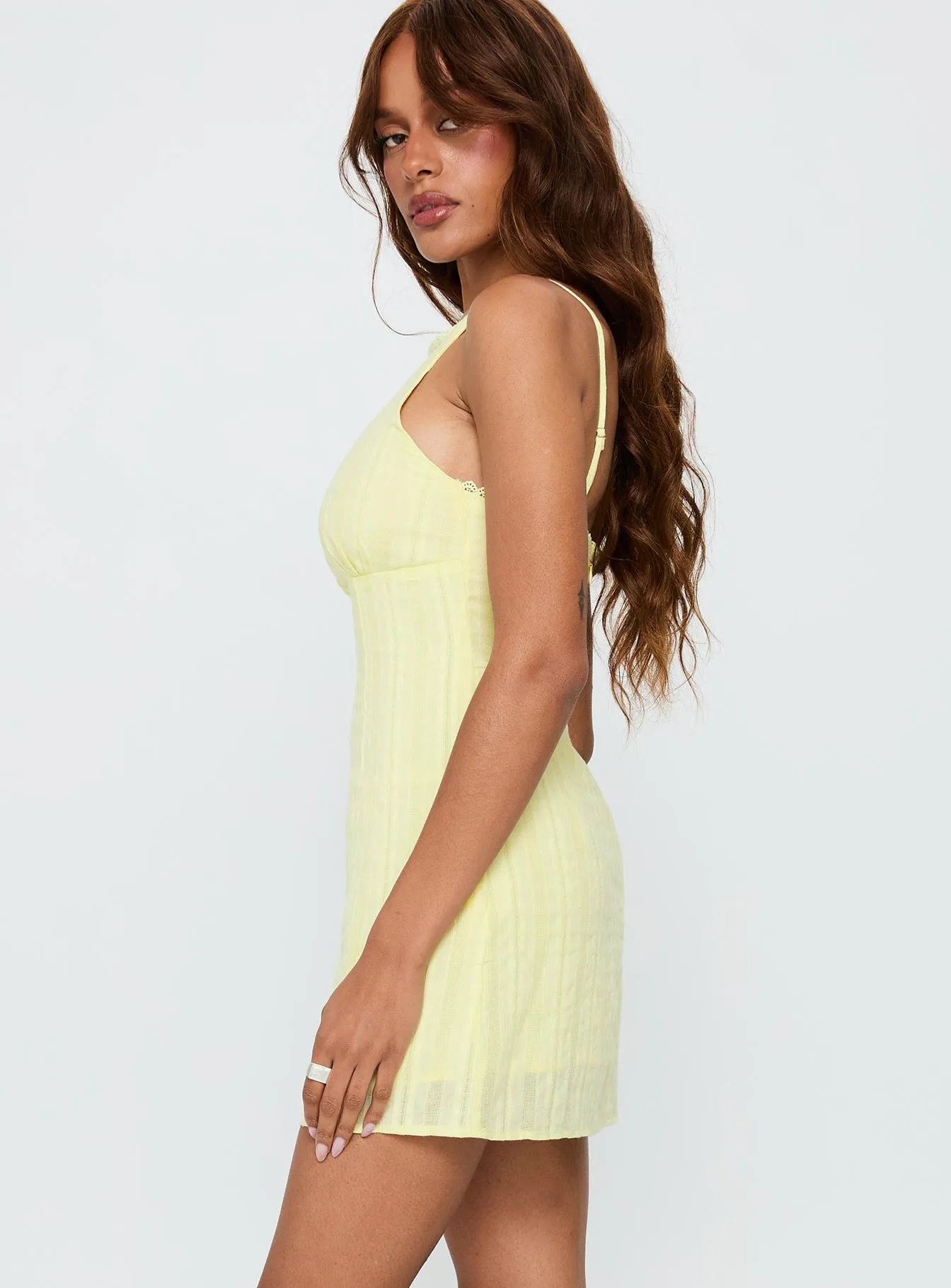I Know Places Mini Dress Lemon sold by Princess Polly product image thumbnail 3