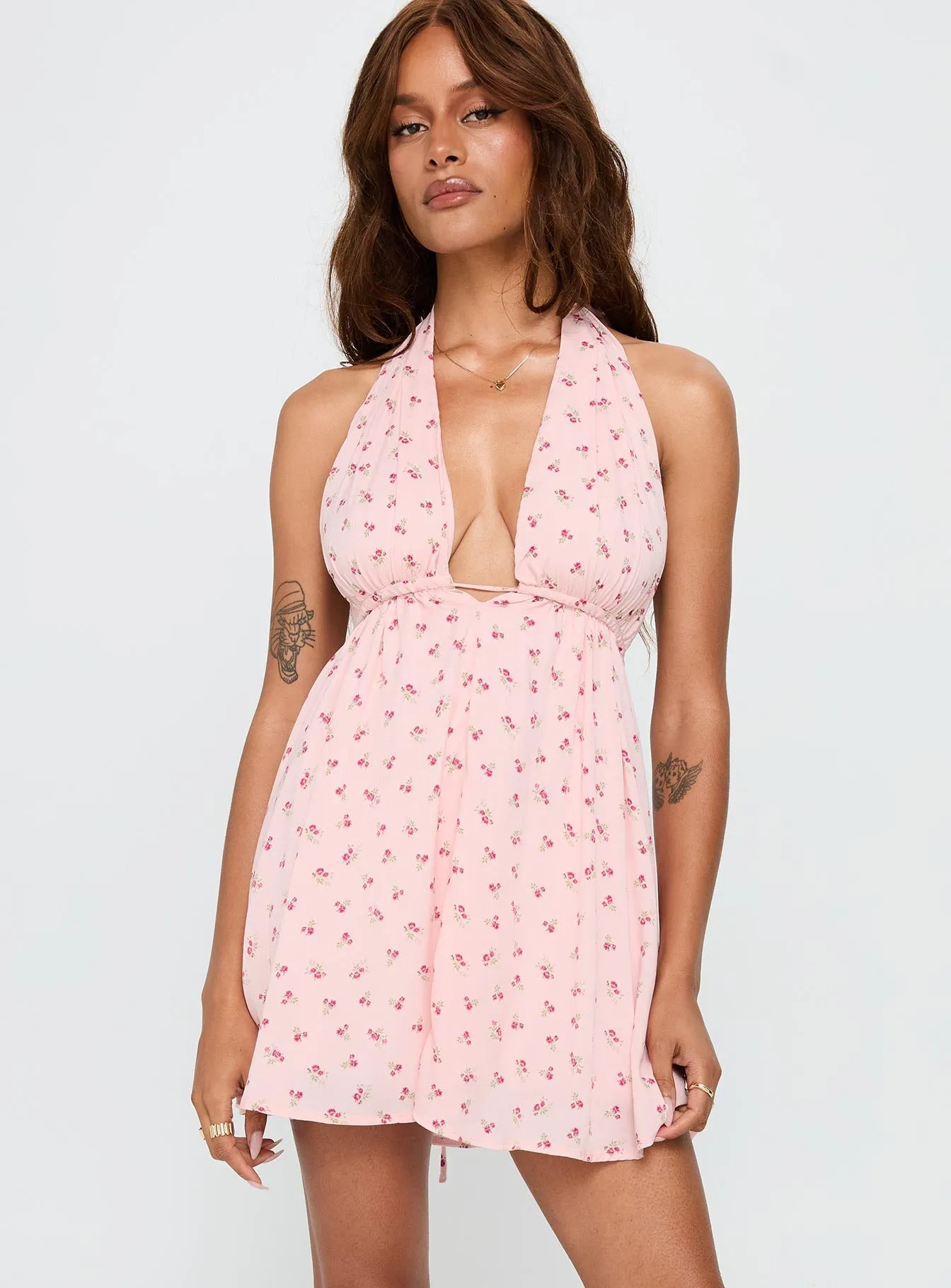 Saddler Mini Dress Pink Floral sold by Princess Polly