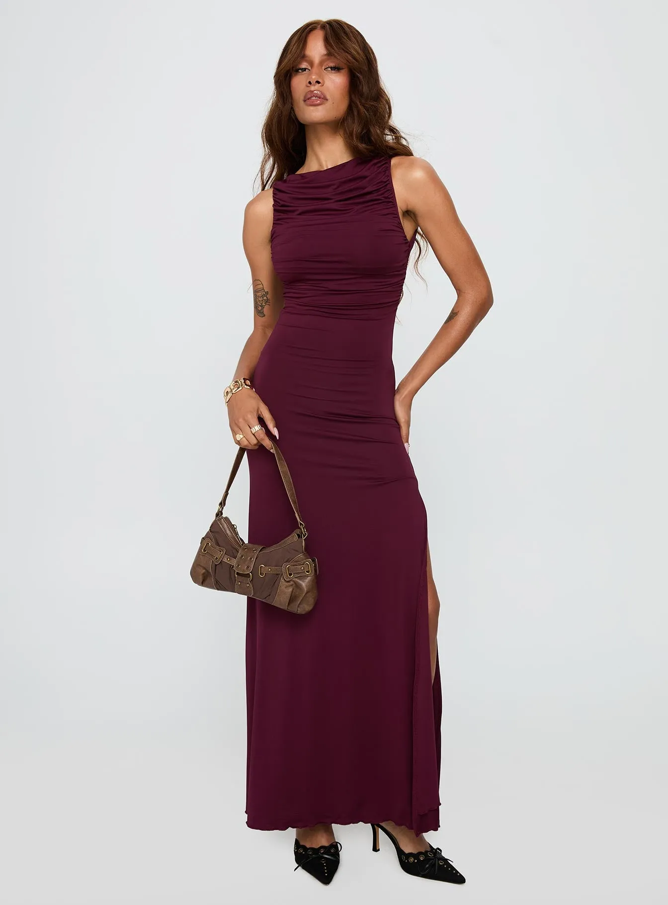 Undeniable Cut Out Maxi Dress Plum sold by Princess Polly product image thumbnail 3