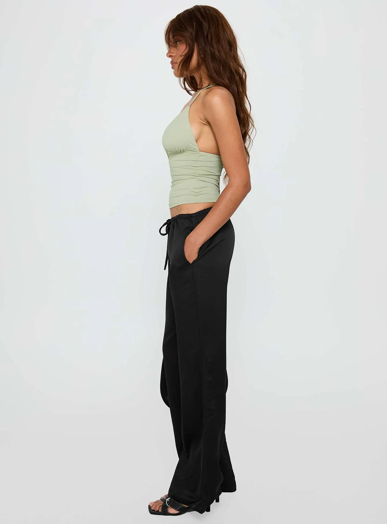 Vanille Tie Waist Satin Pants Black sold by Princess Polly product image thumbnail 3