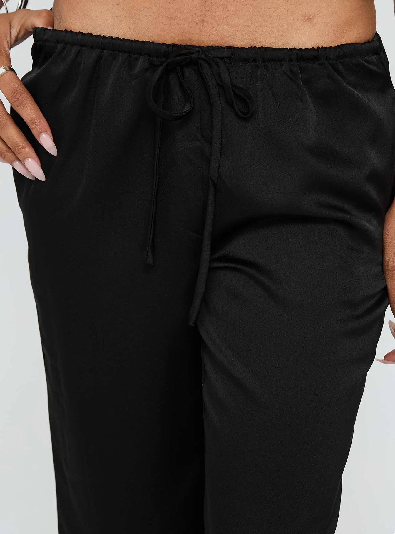 Vanille Tie Waist Satin Pants Black sold by Princess Polly product image thumbnail 5