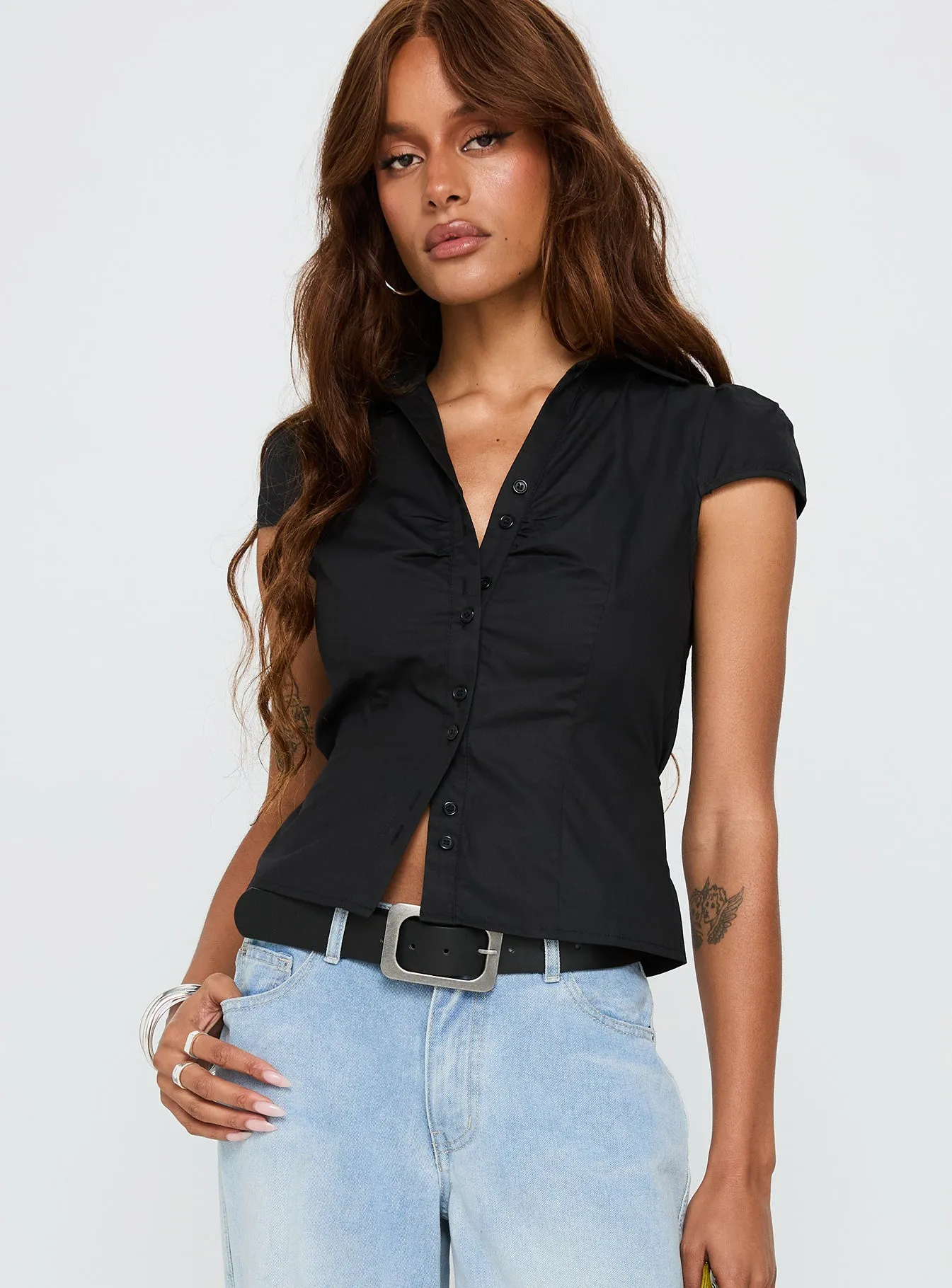 Arianwyn Short Sleeve Shirt Black sold by Princess Polly product image thumbnail 2