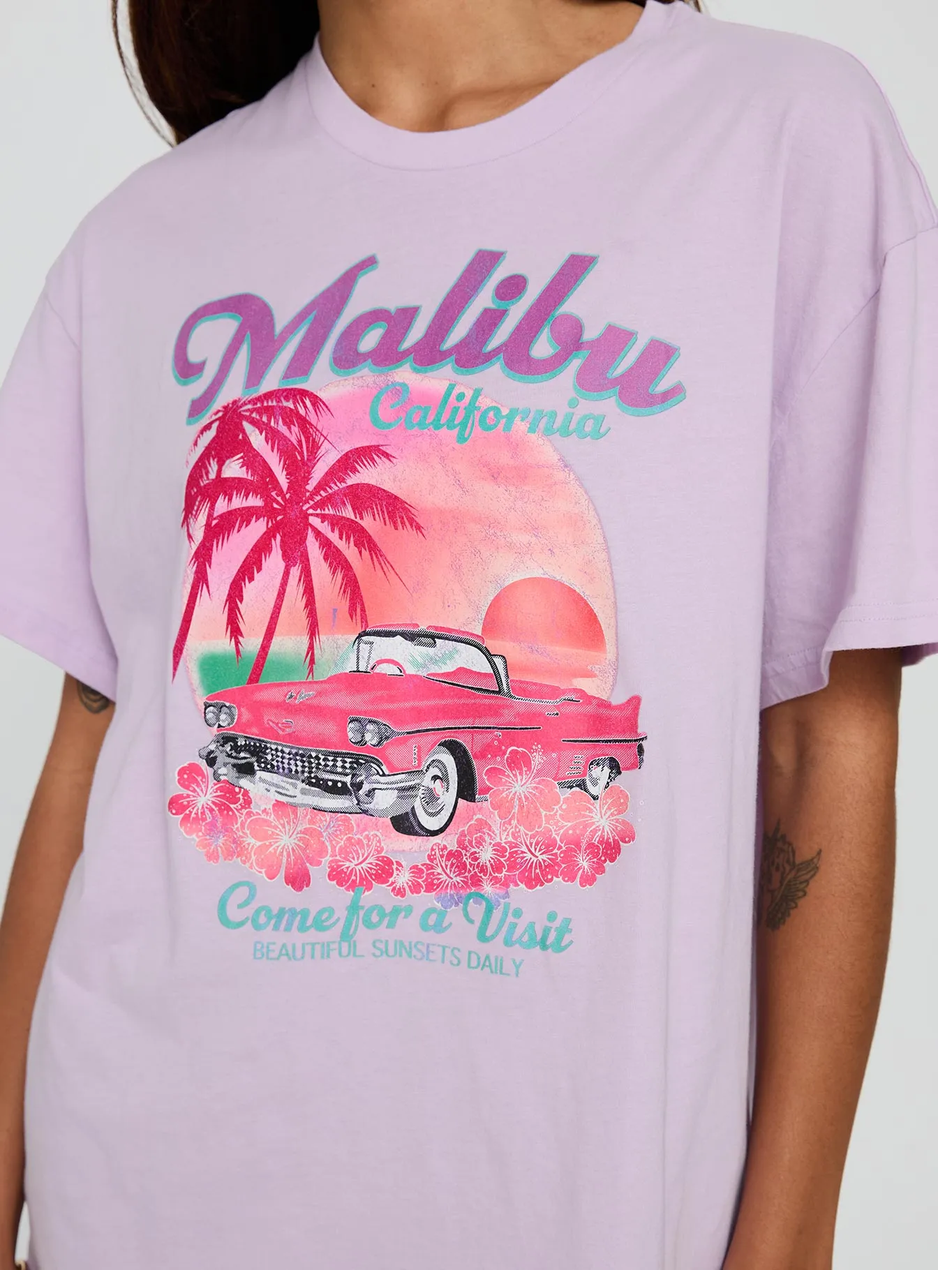 Malibu Sunset Oversized Graphic Tee Purple sold by Princess Polly product image thumbnail 5