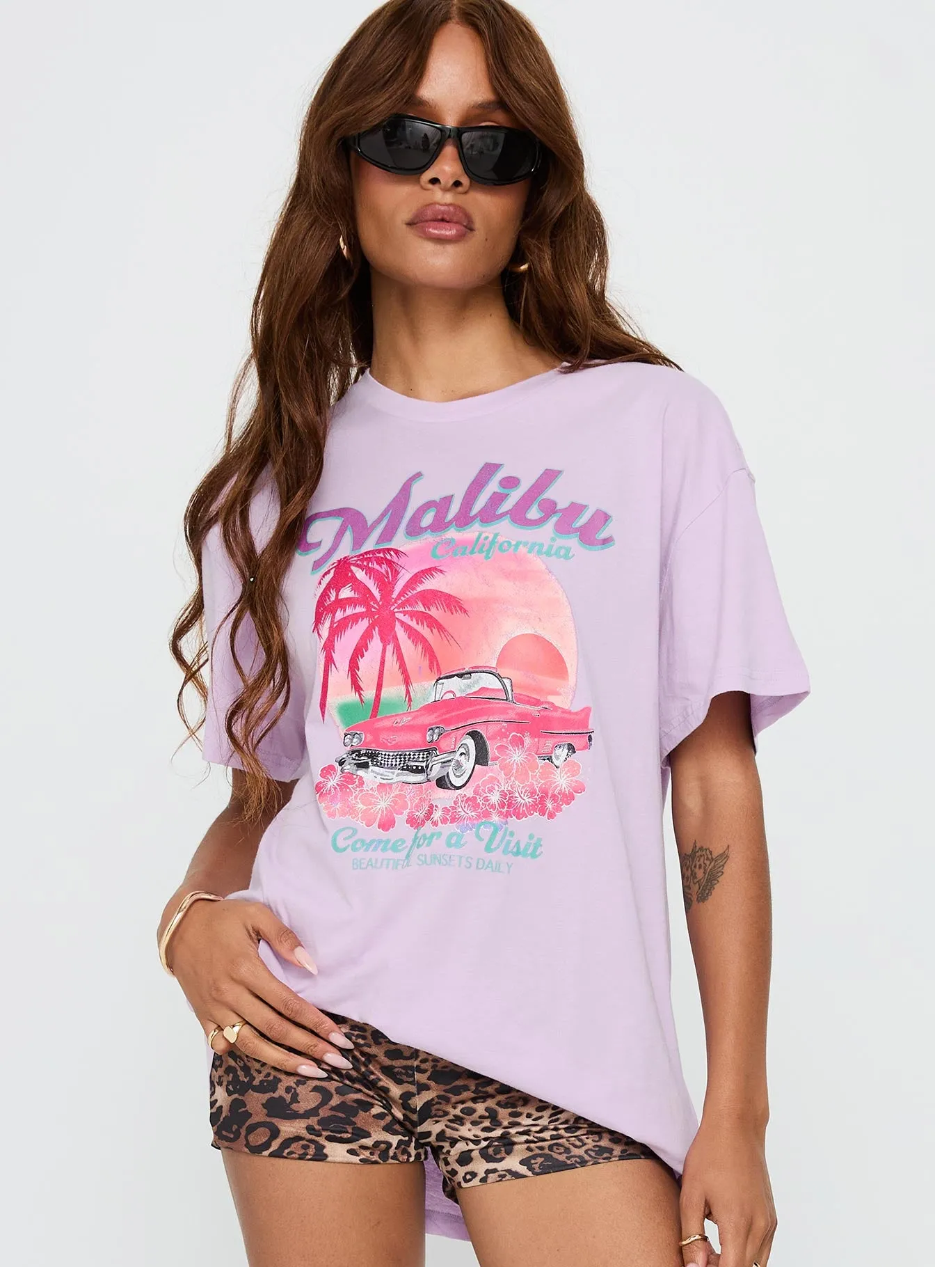 Malibu Sunset Oversized Graphic Tee Purple sold by Princess Polly