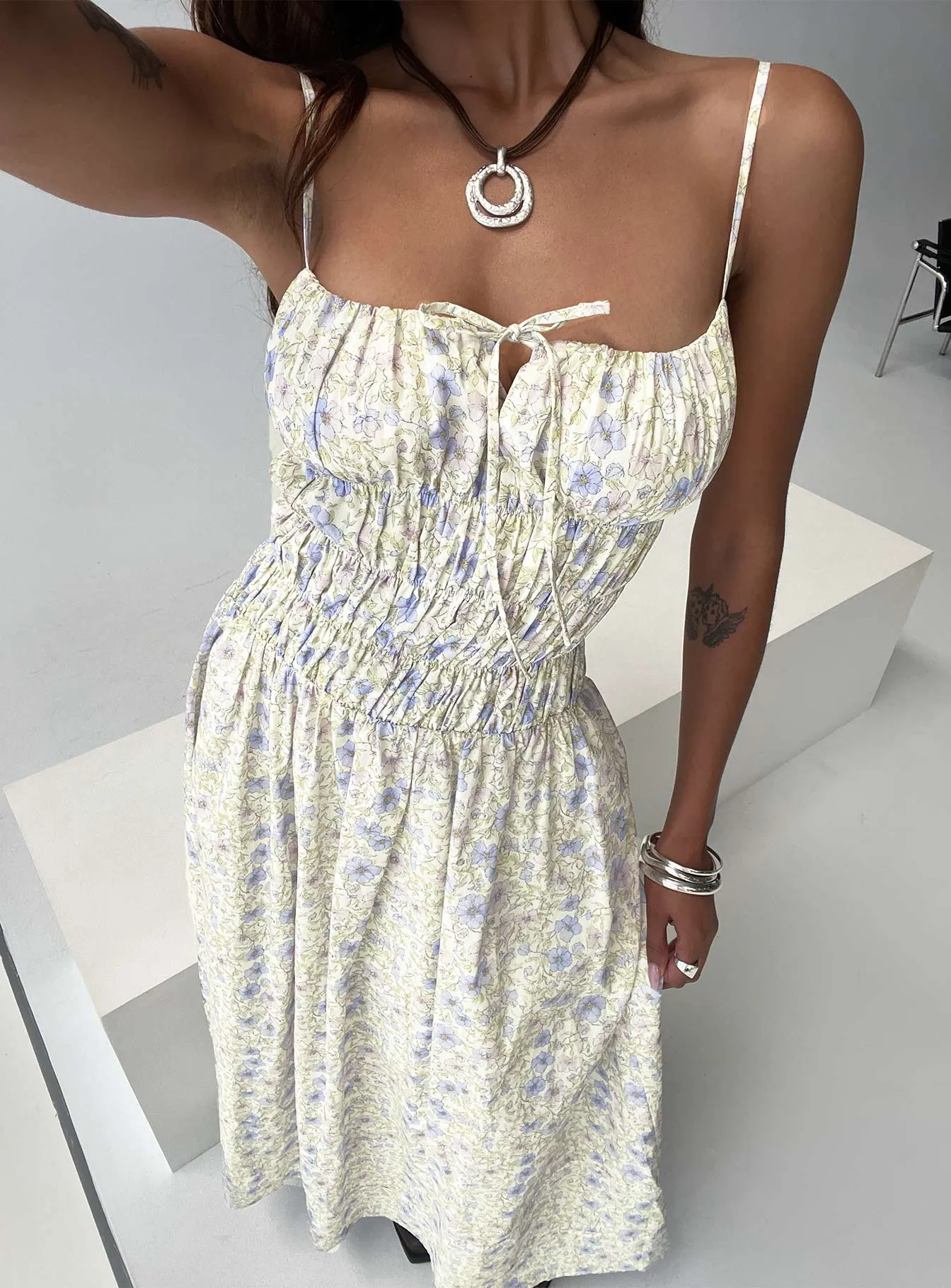 Loralei Shirred Maxi Dress Floral sold by Princess Polly