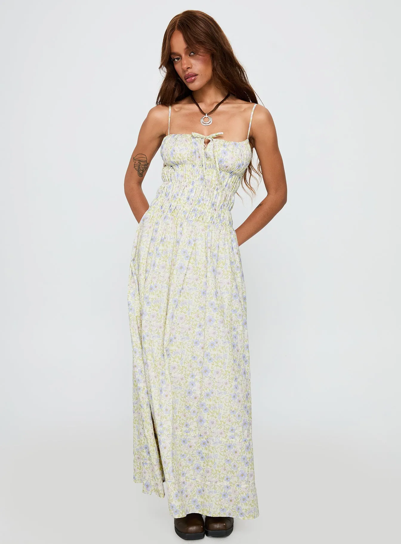 Loralei Shirred Maxi Dress Floral sold by Princess Polly product image thumbnail 3