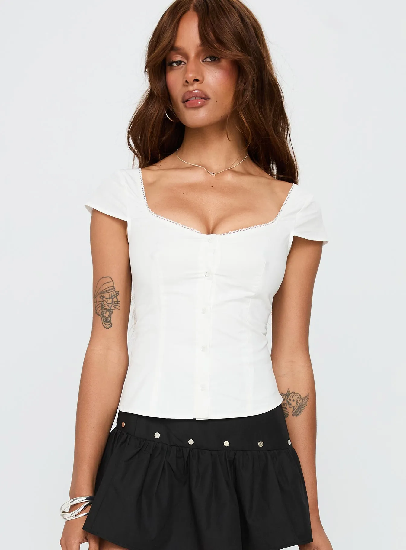 Transcendence Button Up Top White sold by Princess Polly product image thumbnail 2