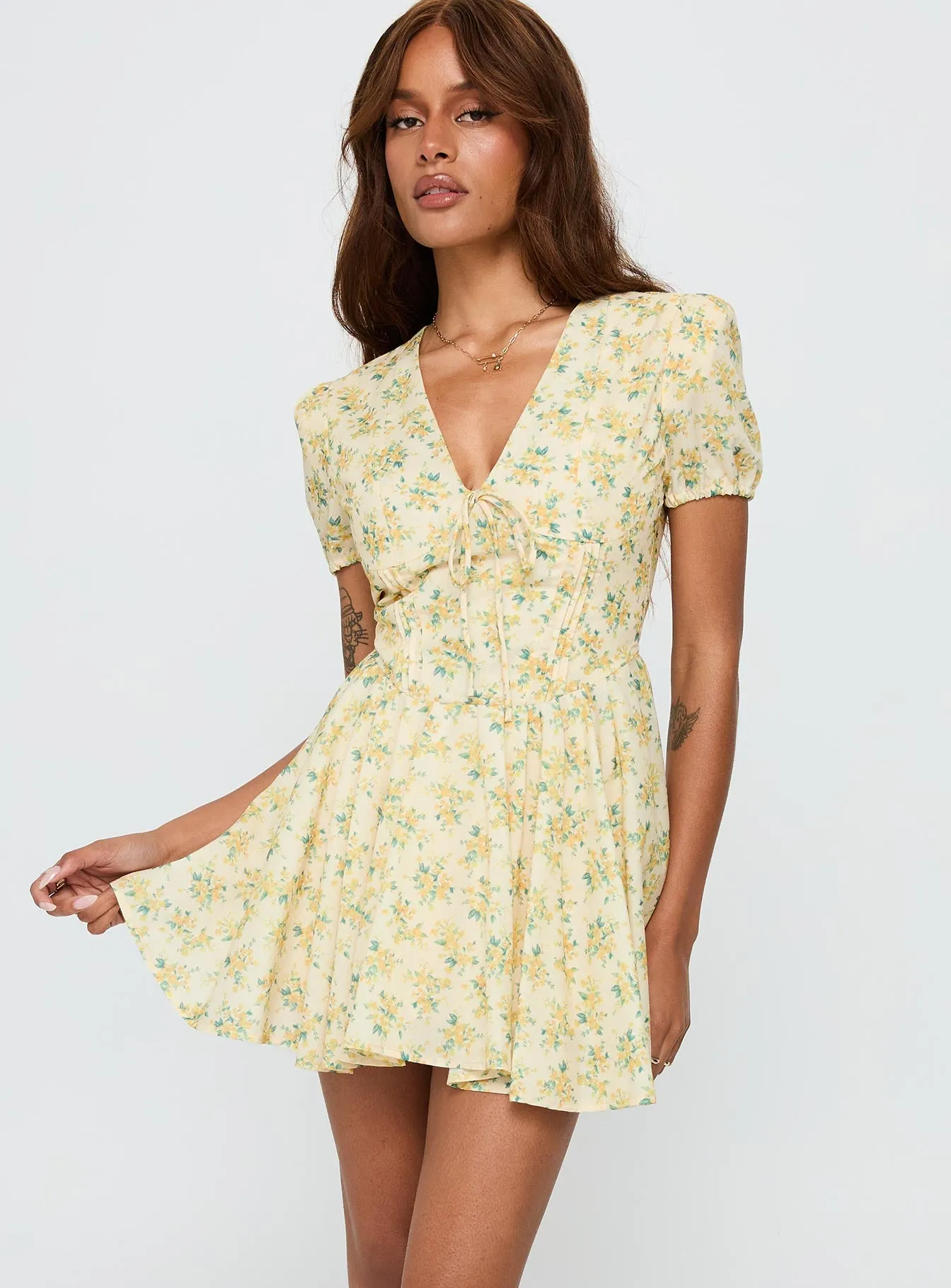 Ethelyn Mini Dress Yellow Floral sold by Princess Polly product image thumbnail 2