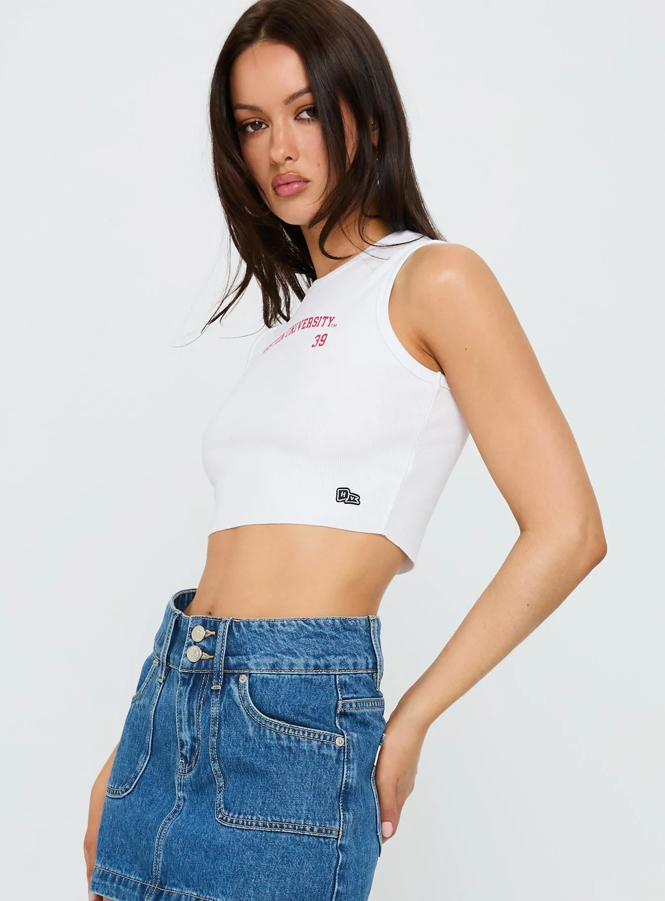 Boston University Cutoff Tank Top White sold by Princess Polly product image thumbnail 4