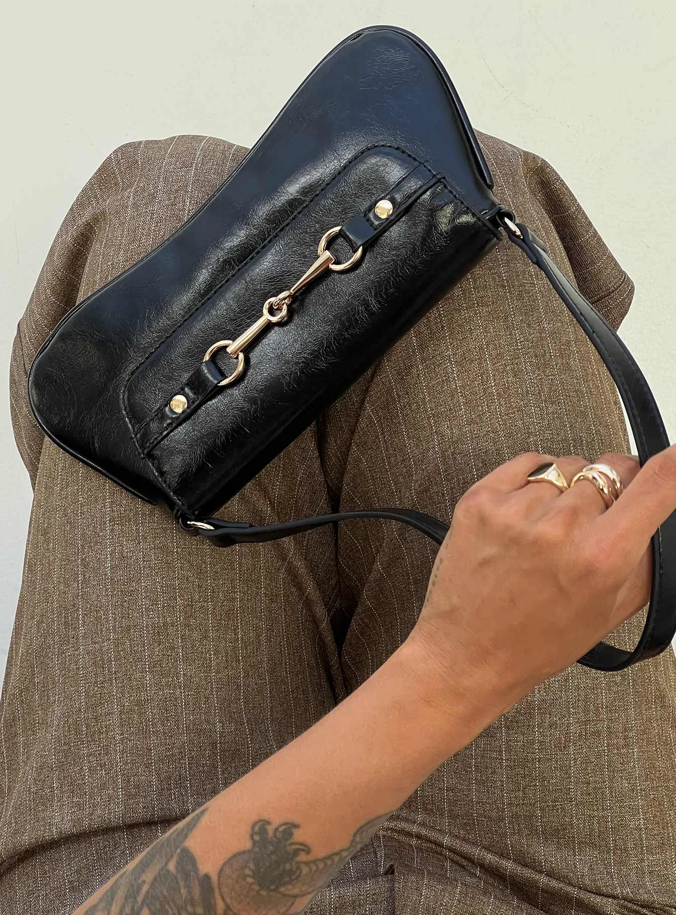 Pulse Shoulder Bag Black / Gold sold by Princess Polly