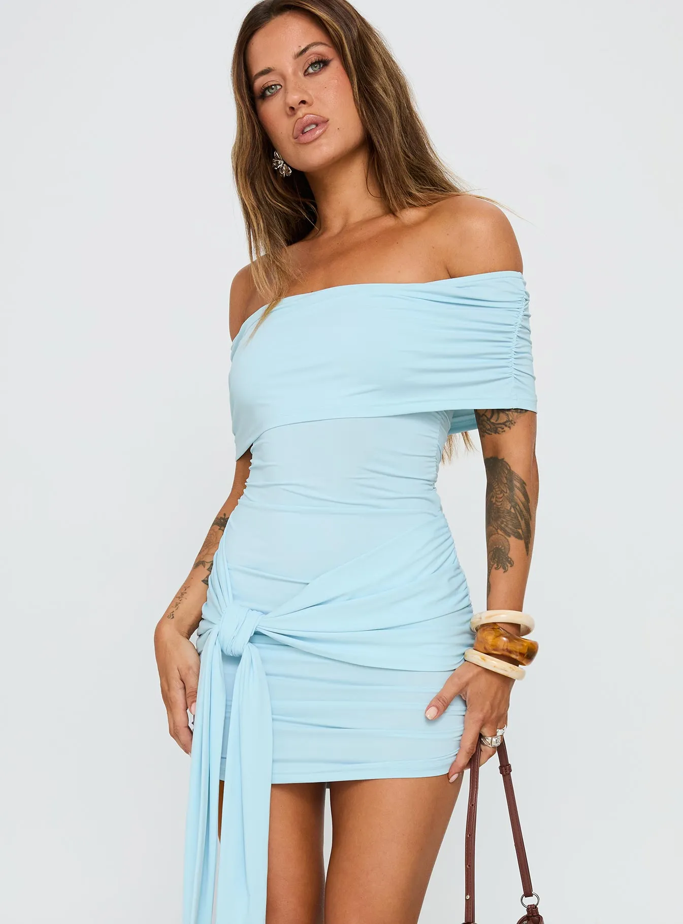 Island Girl Tie Skirt Mini Dress Light Blue sold by Princess Polly product image thumbnail 2