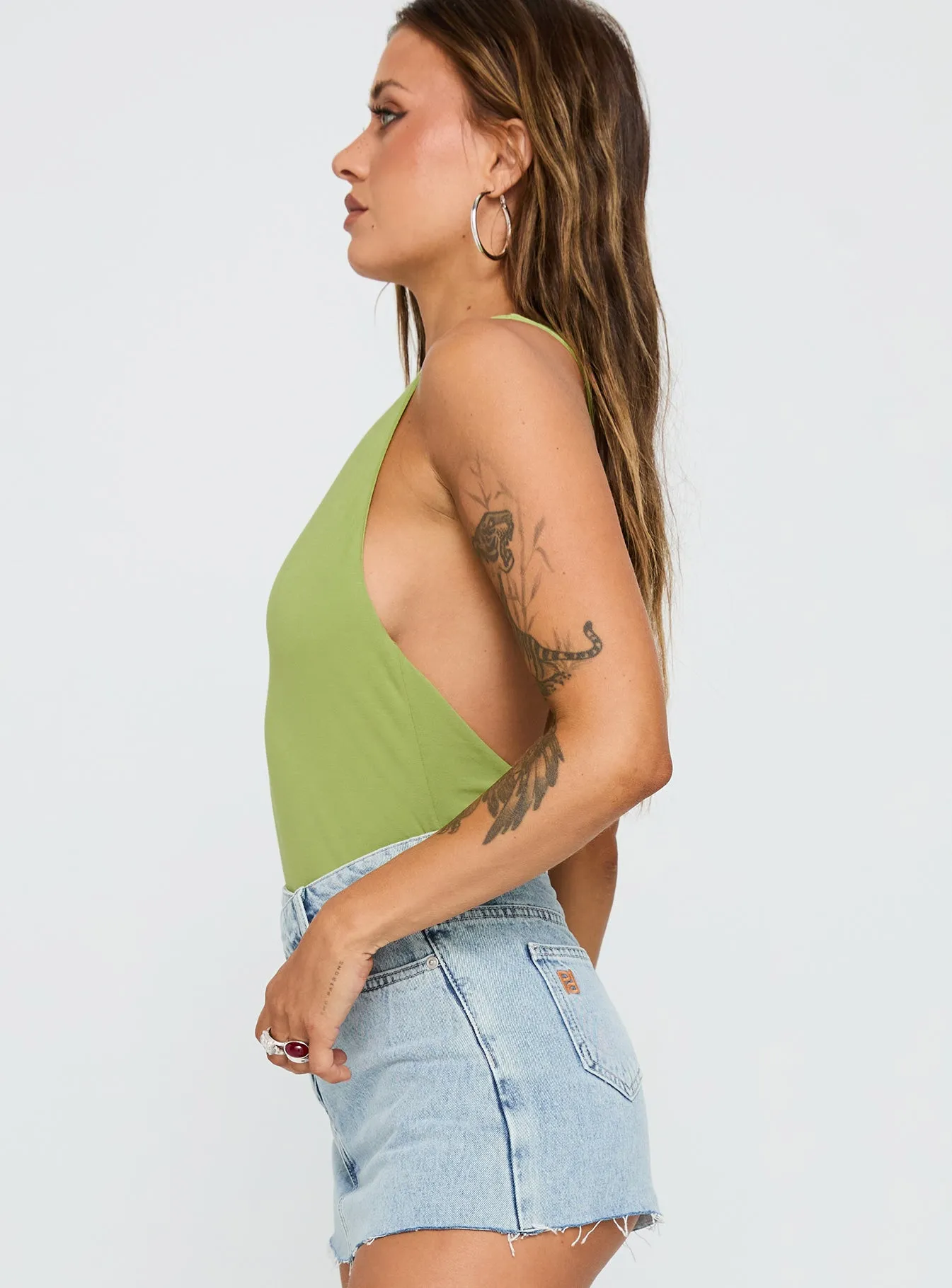 Ferrera One Shoulder Bodysuit Green sold by Princess Polly product image thumbnail 3