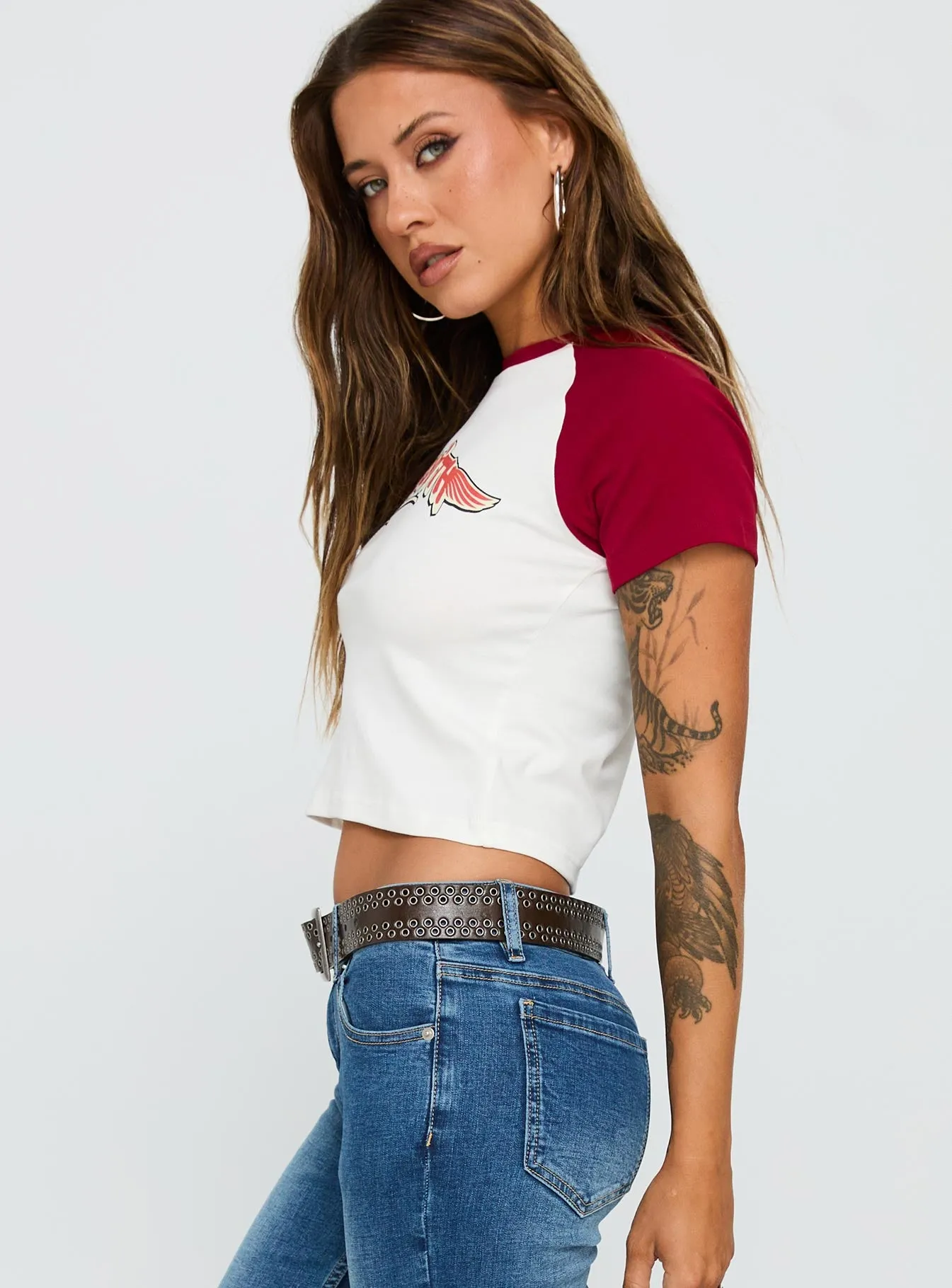 Let Rock Rule Graphic Top White / Red sold by Princess Polly product image thumbnail 3