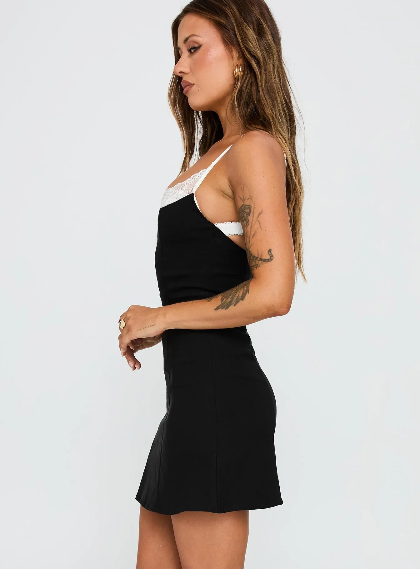 Renaissance Corset Lace Mini Dress Black / White sold by Princess Polly product image thumbnail 4