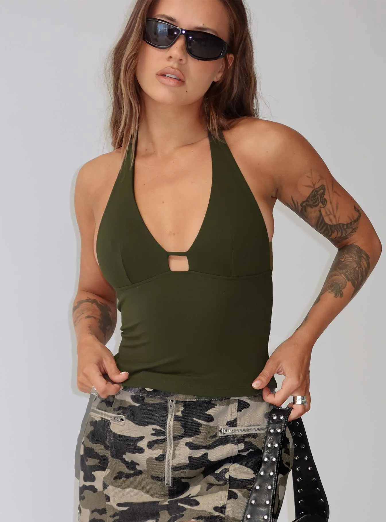 Impress Me Halter Top Green sold by Princess Polly