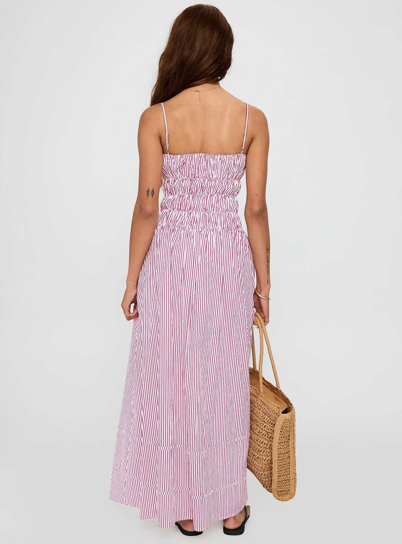 Loralei Shirred Maxi Dress Red Stripe sold by Princess Polly product image thumbnail 5