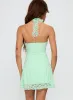 Front Page Halter Lace Mini Dress Aqua sold by Princess Polly