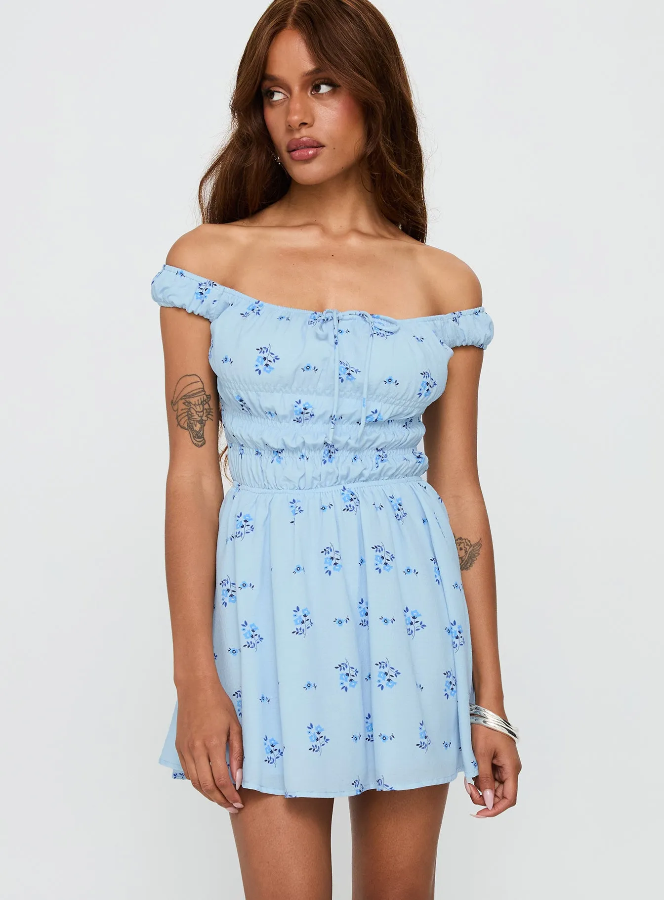 These Are The Days Shirred Mini Dress Blue Multi sold by Princess Polly product image thumbnail 2