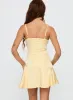Sunset Haze Asymmetrical Mini Dress Lemon sold by Princess Polly