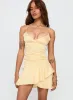 Sunset Haze Asymmetrical Mini Dress Lemon sold by Princess Polly