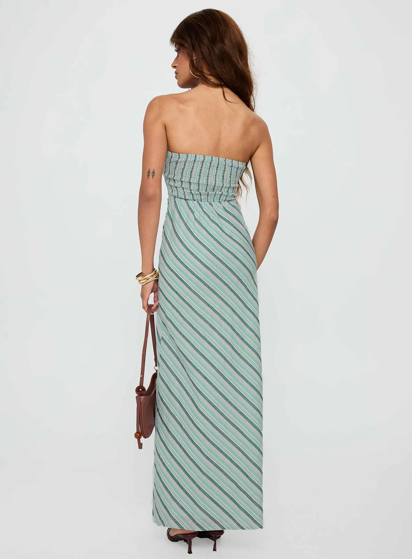 Finchie Strapless Maxi Dress Blue Stripe sold by Princess Polly product image thumbnail 5
