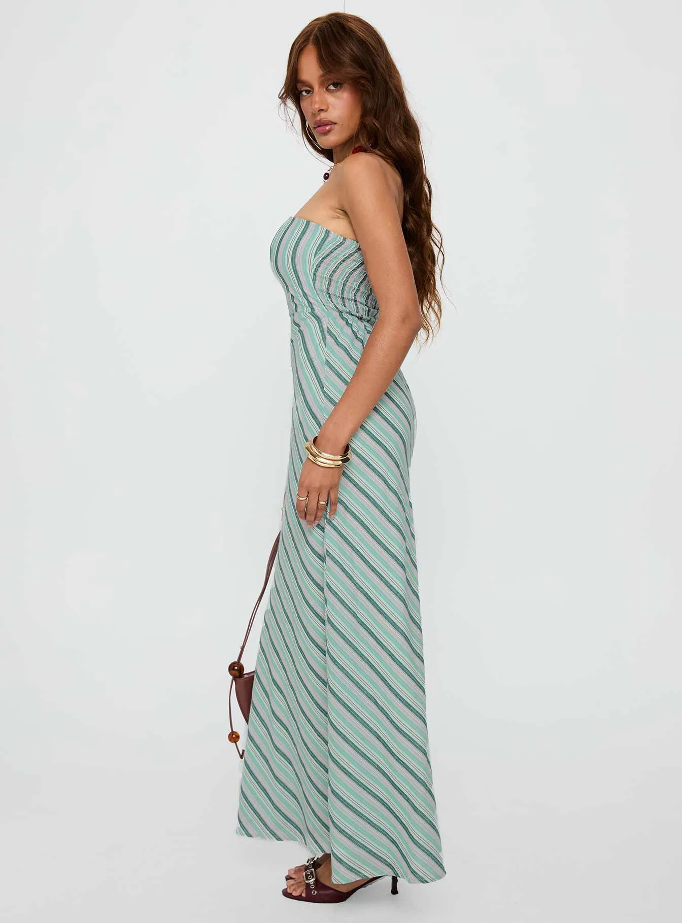 Finchie Strapless Maxi Dress Blue Stripe sold by Princess Polly product image thumbnail 4