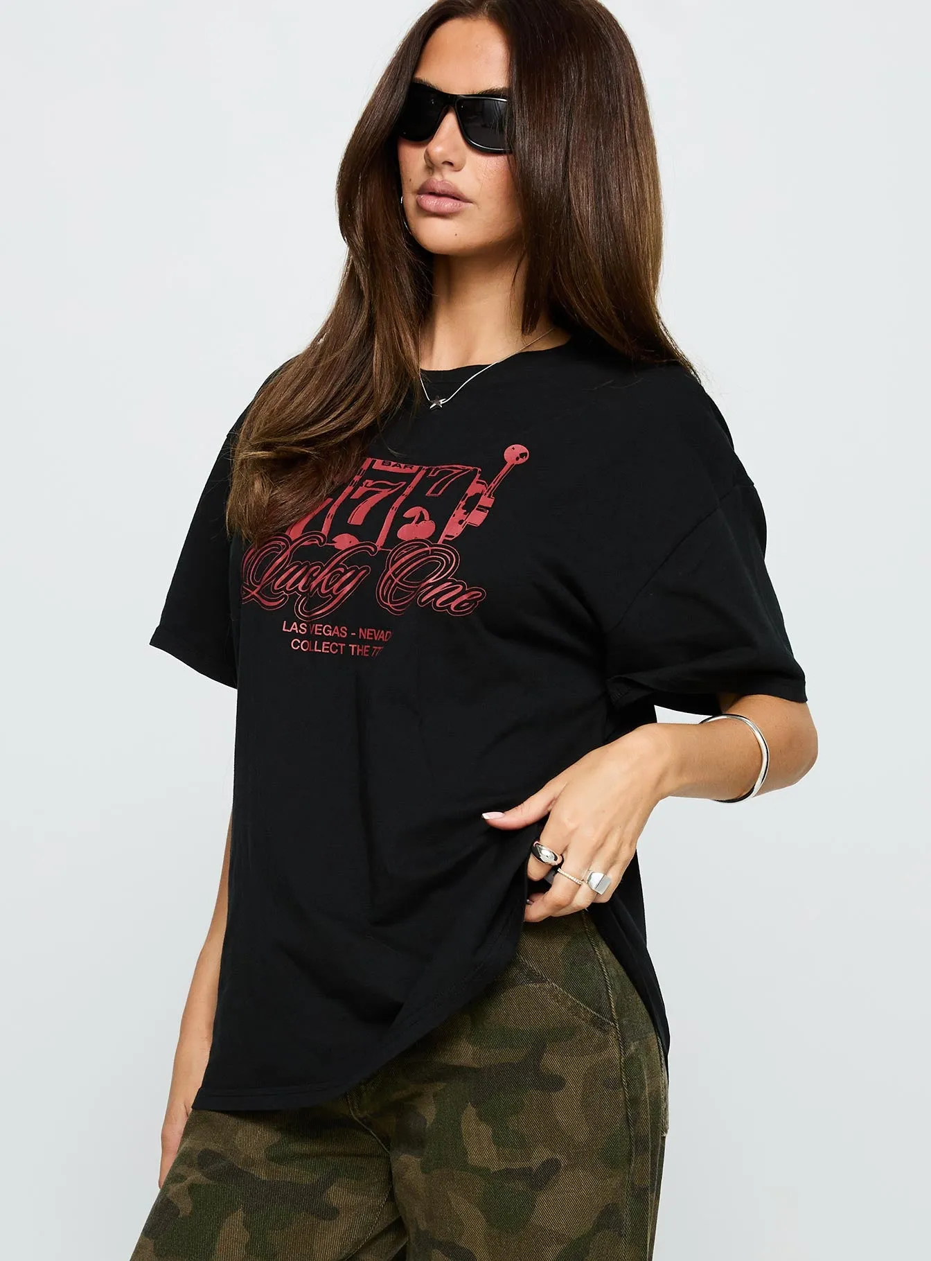 Big Winner Oversized Graphic Tee Black sold by Princess Polly product image thumbnail 4