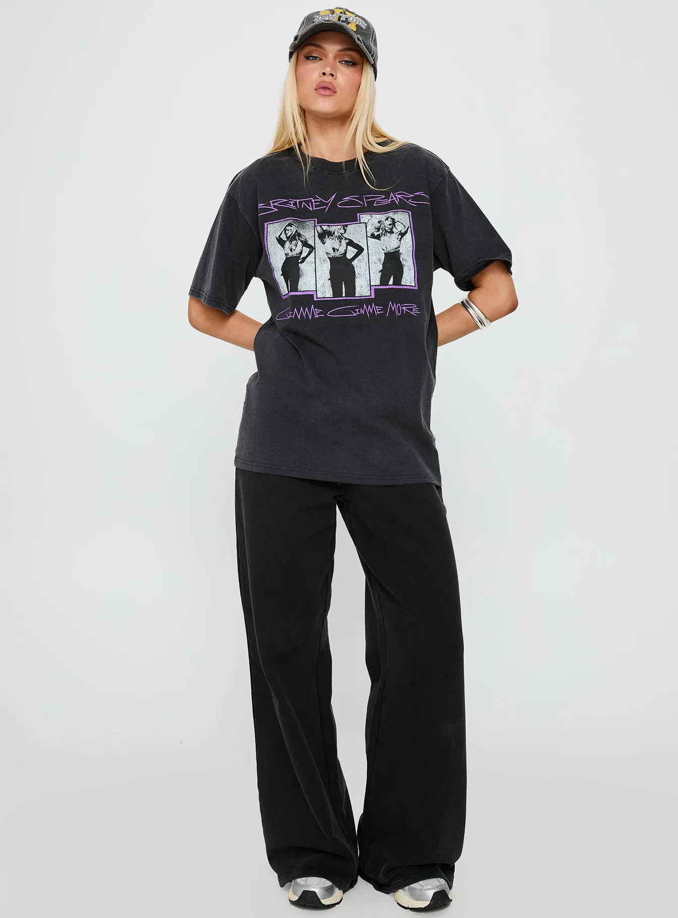 Britney Spears Gimme More Oversized Graphic Top Washed Black sold by Princess Polly product image thumbnail 2