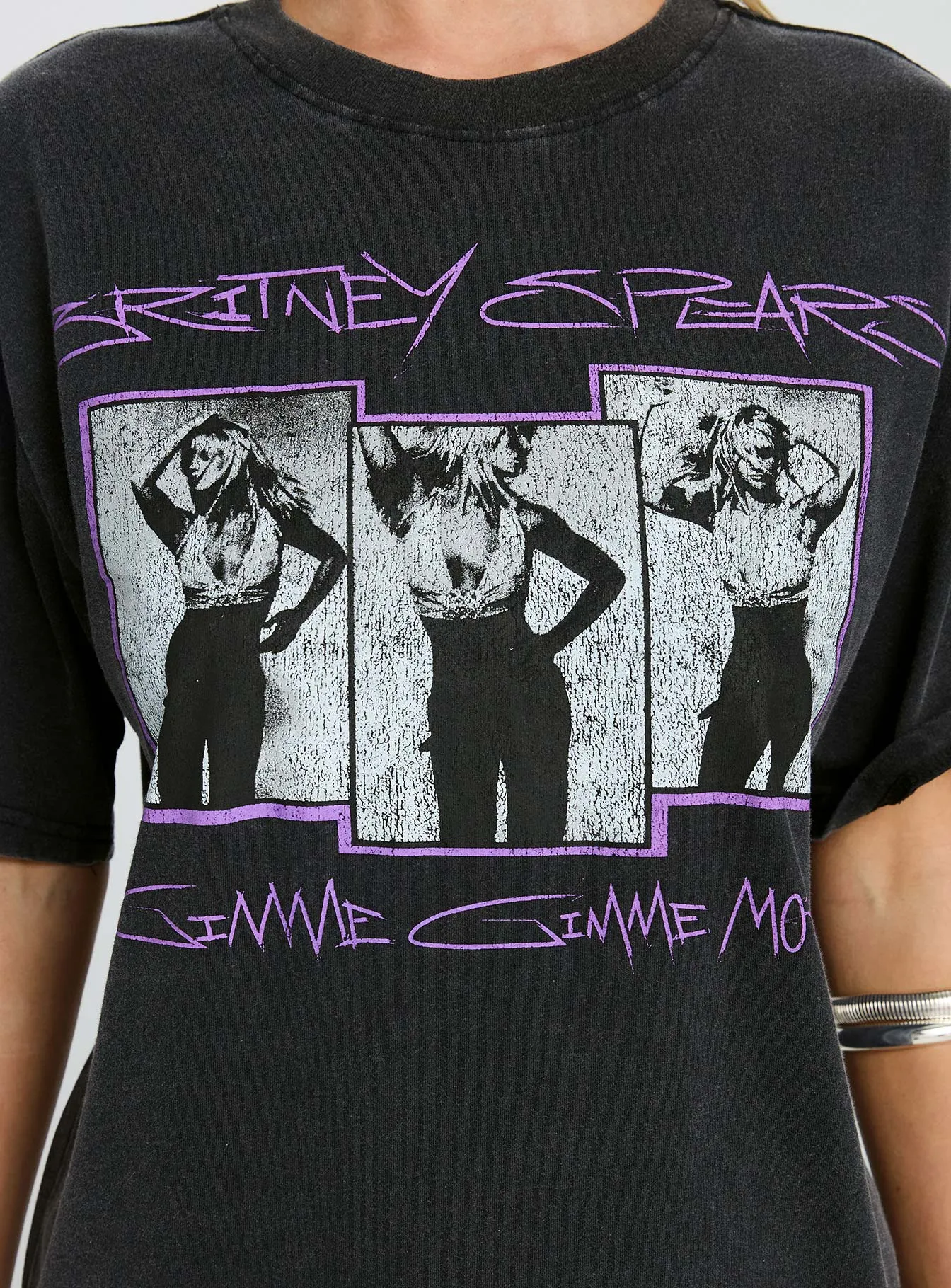 Britney Spears Gimme More Oversized Graphic Top Washed Black sold by Princess Polly product image thumbnail 5