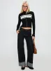 Decisive Zip Through Knit Sweater Black / White sold by Princess Polly