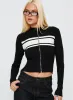 Decisive Zip Through Knit Sweater Black / White sold by Princess Polly