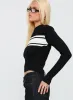 Decisive Zip Through Knit Sweater Black / White sold by Princess Polly