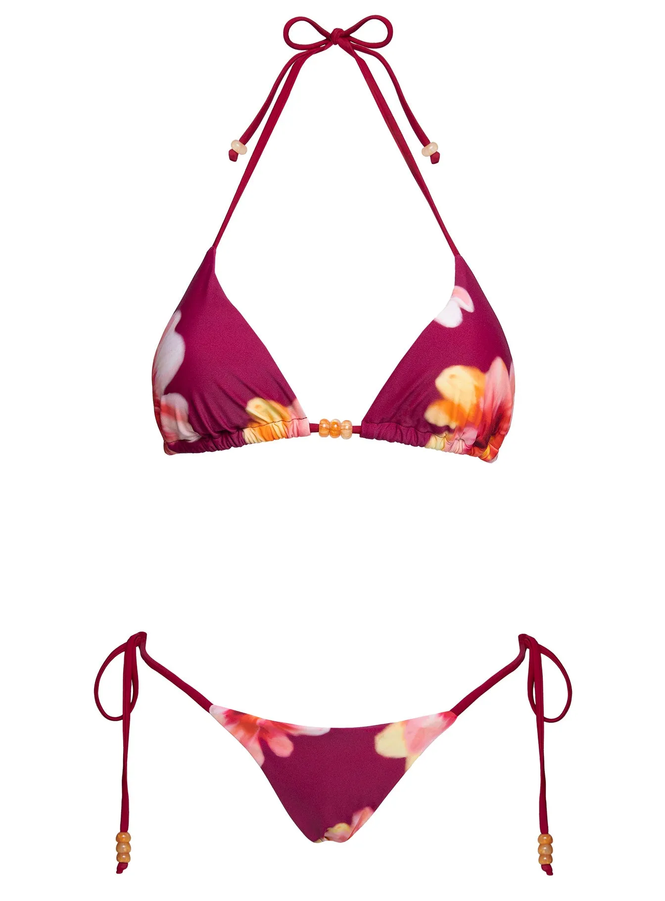 Maki Beaded Tie Side Bikini Bottoms Burgundy Floral sold by Princess Polly product image thumbnail 5