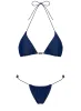 On Island Time String Bead Detail Bikini Top Navy sold by Princess Polly