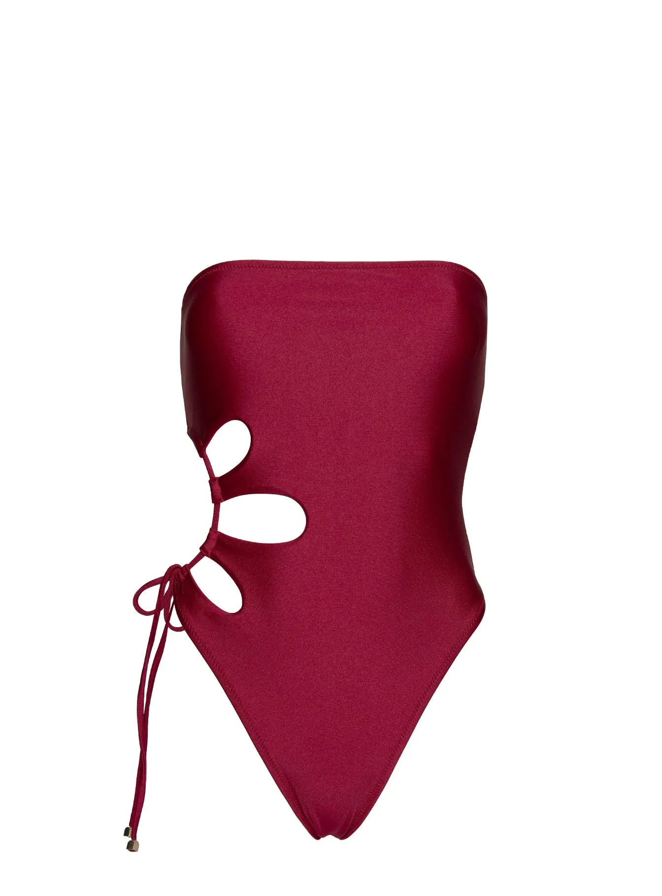 Kosaia Keyhole Tie Side One Piece Burgundy sold by Princess Polly product image thumbnail 5