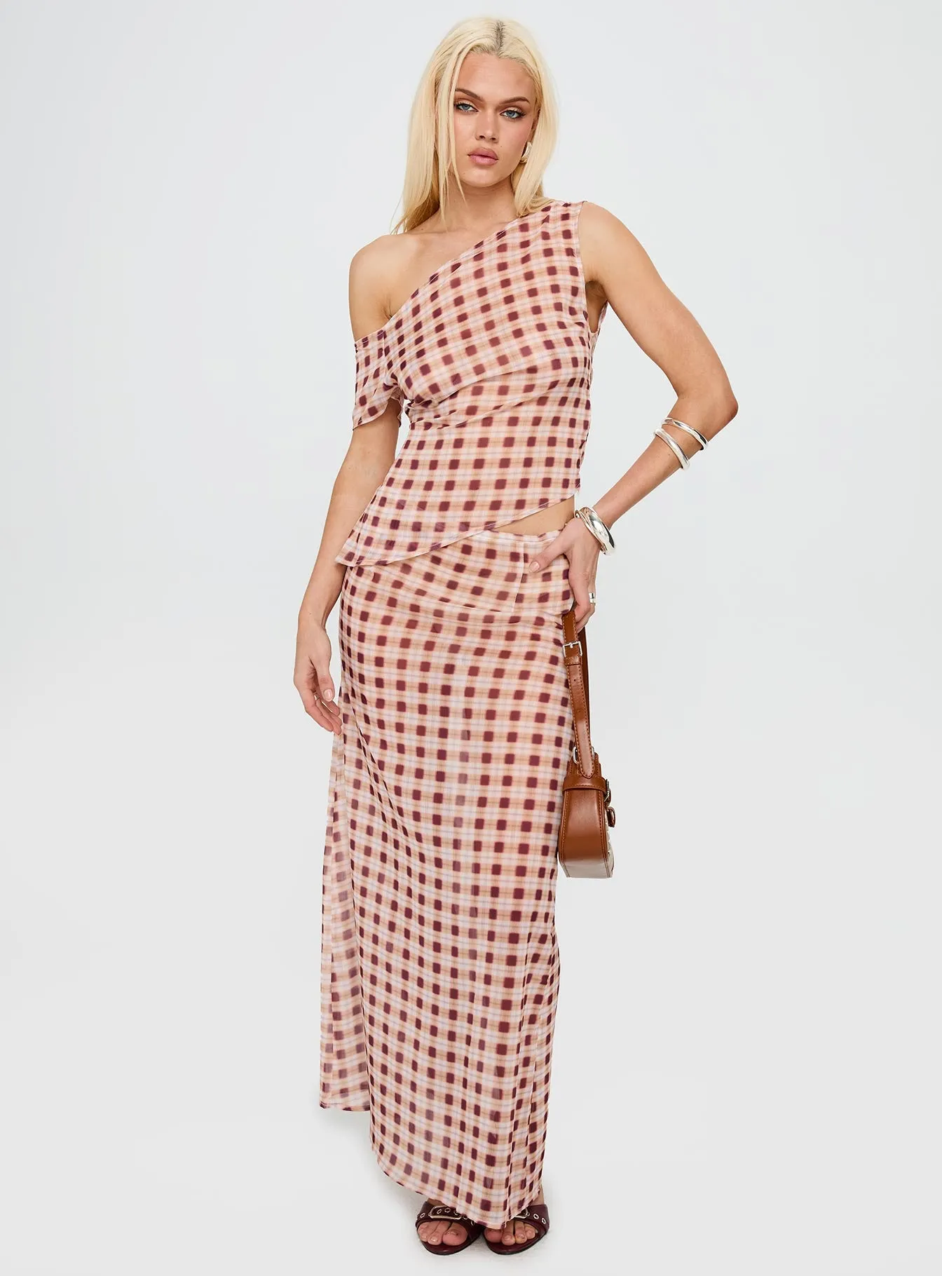 Surina Skirt Peach Check sold by Princess Polly product image thumbnail 2