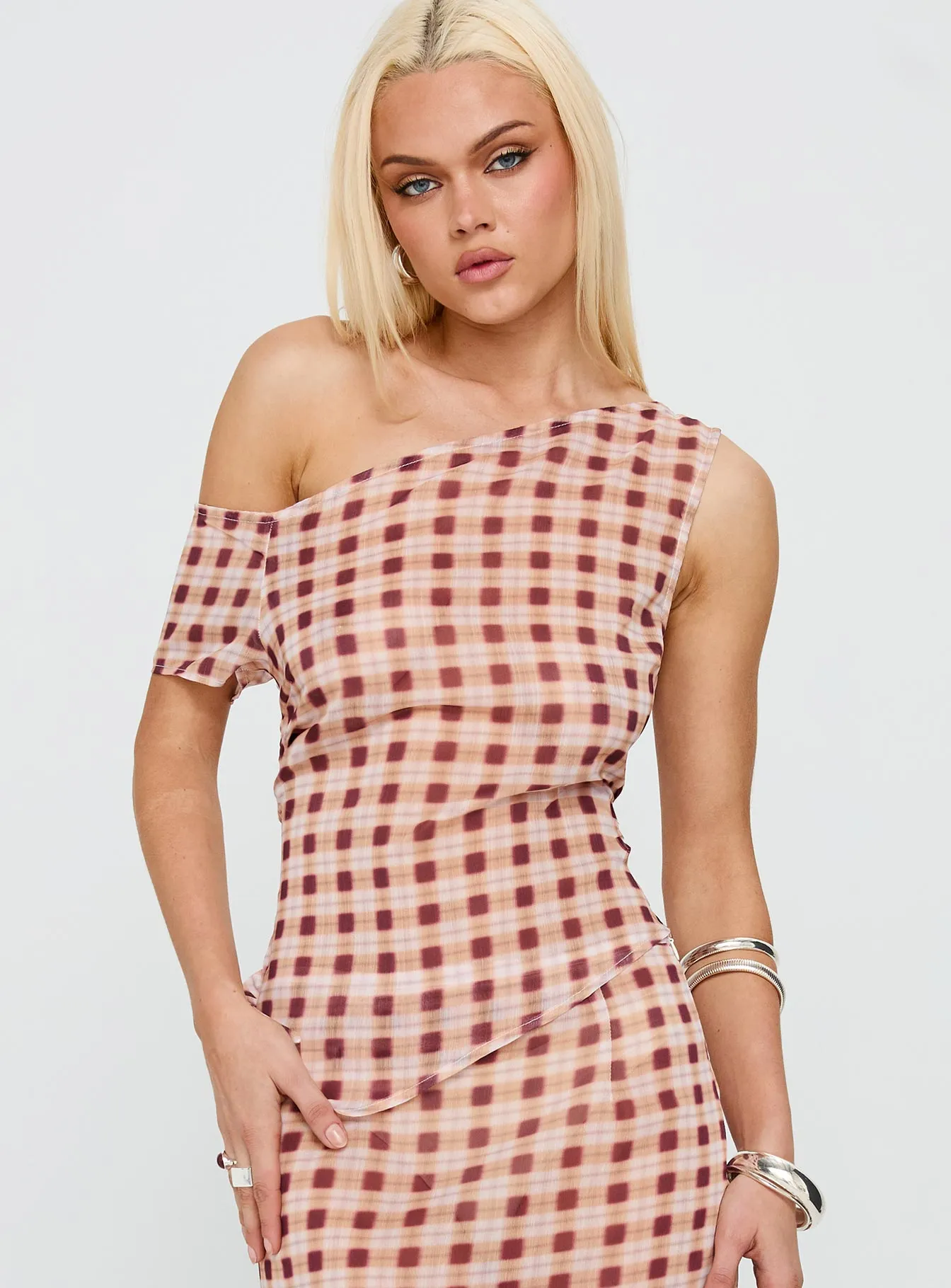 Hea Top Peach Check sold by Princess Polly product image thumbnail 2