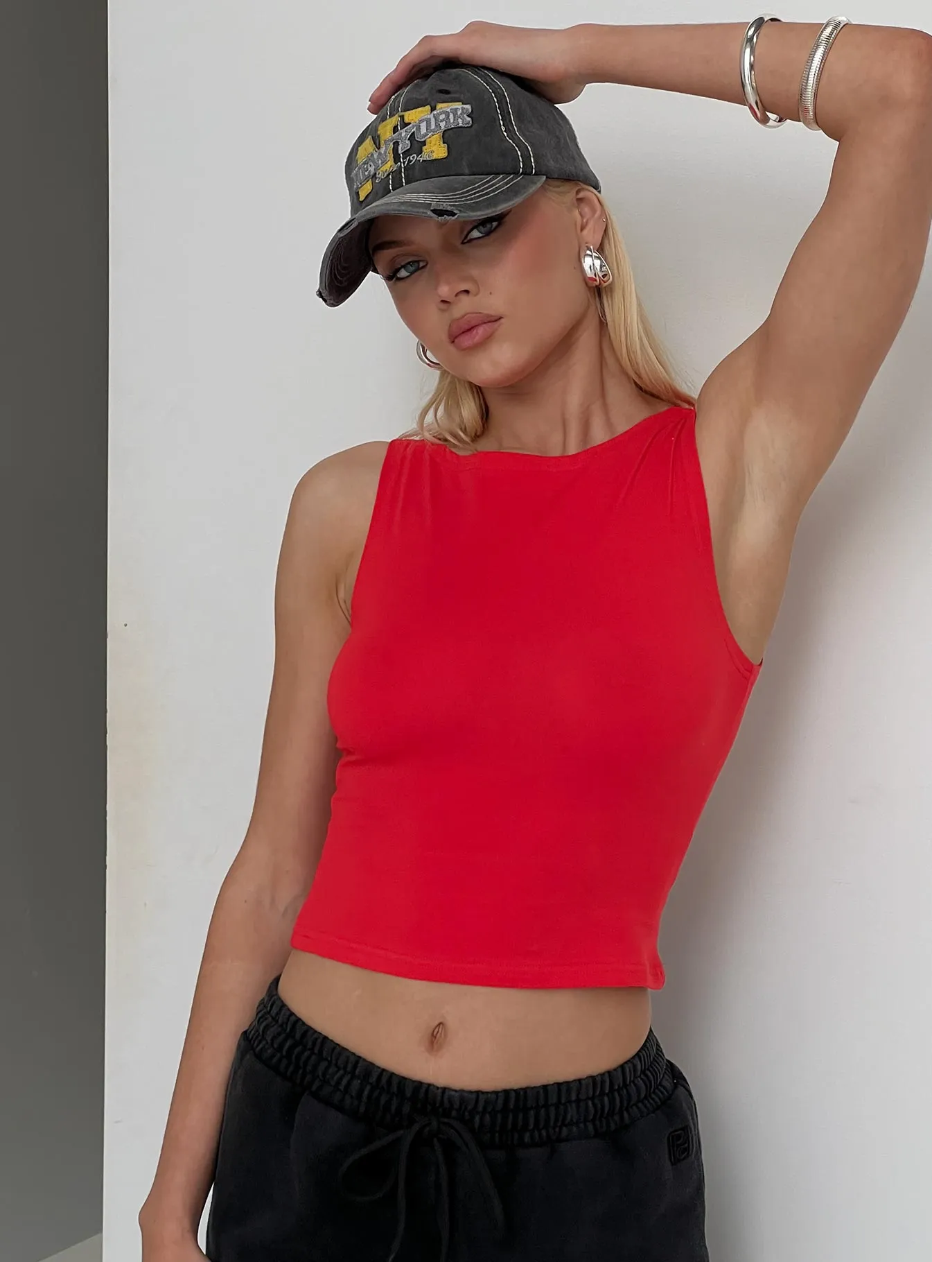 Bleeker High Neck Top Red sold by Princess Polly