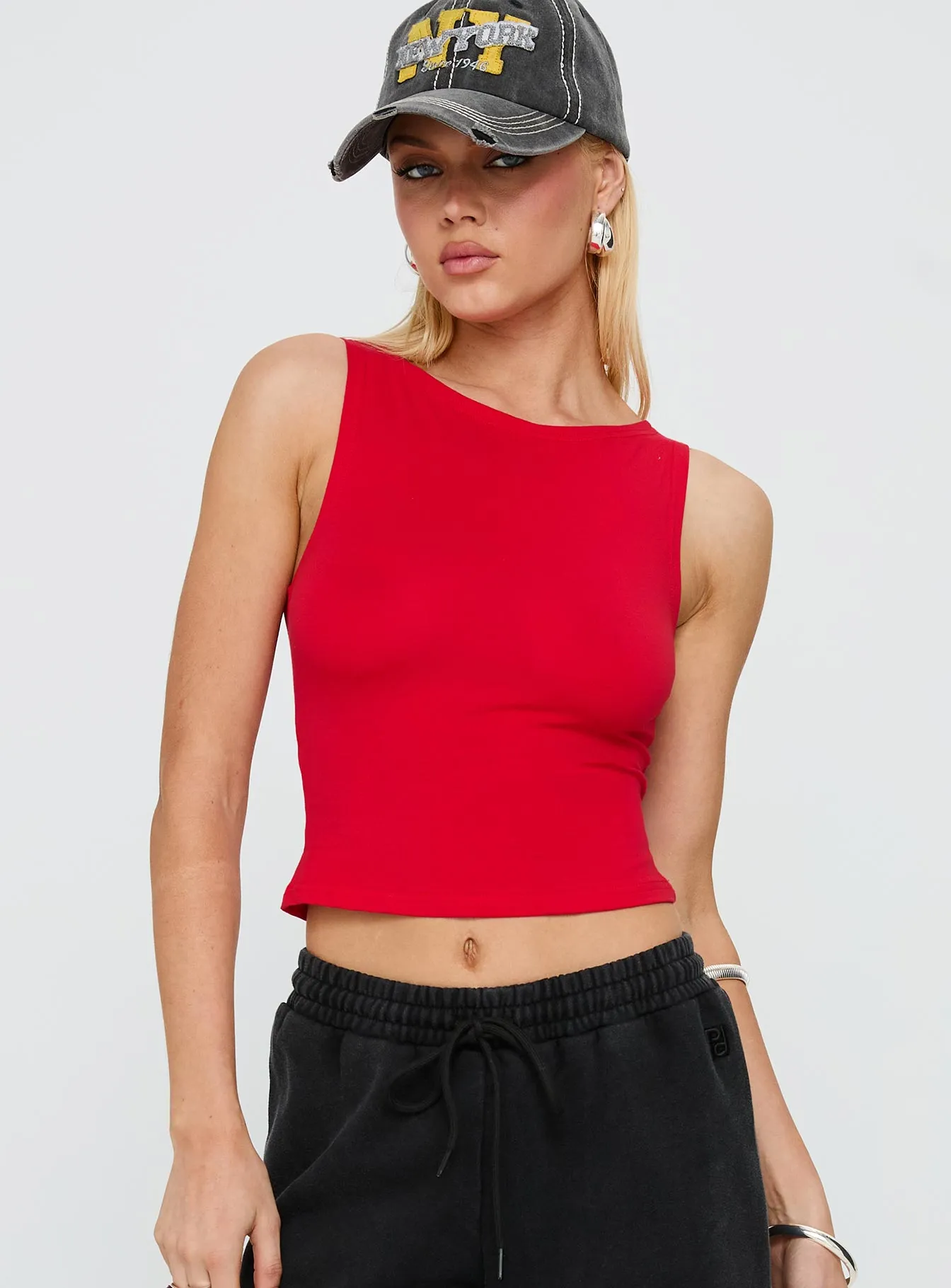 Bleeker High Neck Top Red sold by Princess Polly product image thumbnail 2