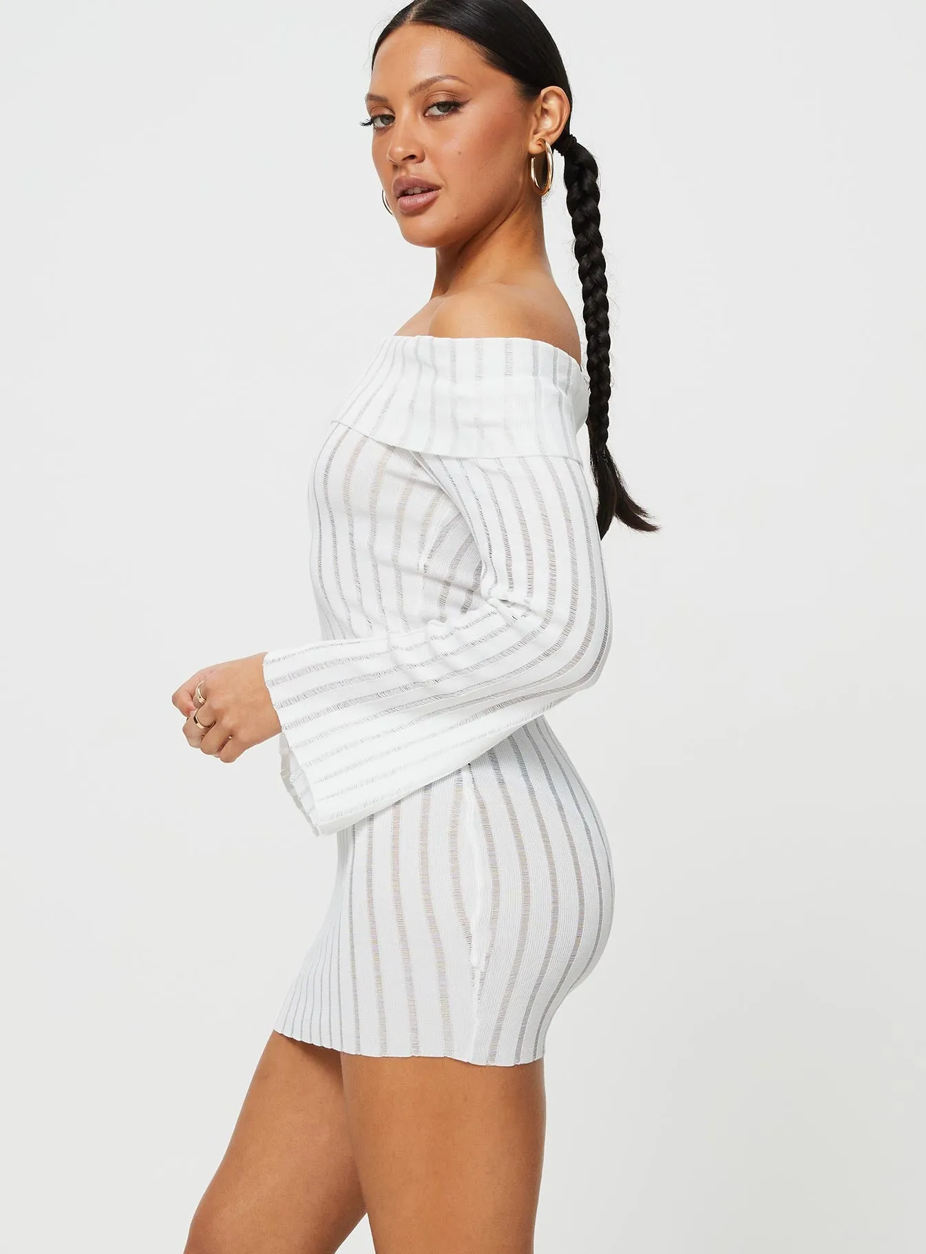 Sorrel Off The Shoulder Mini Dress White sold by Princess Polly product image thumbnail 4