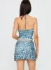 Mystia Mini Skirt Blue / Leopard sold by Princess Polly