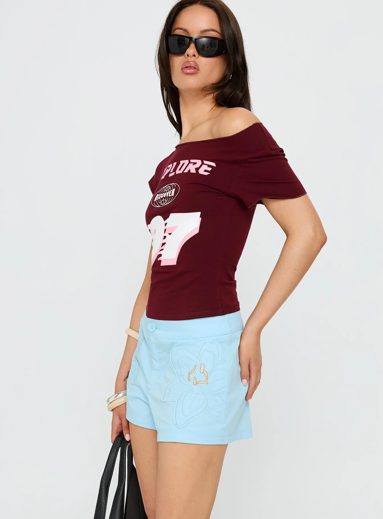 Leleia Embroidered Shorts Blue sold by Princess Polly product image thumbnail 4