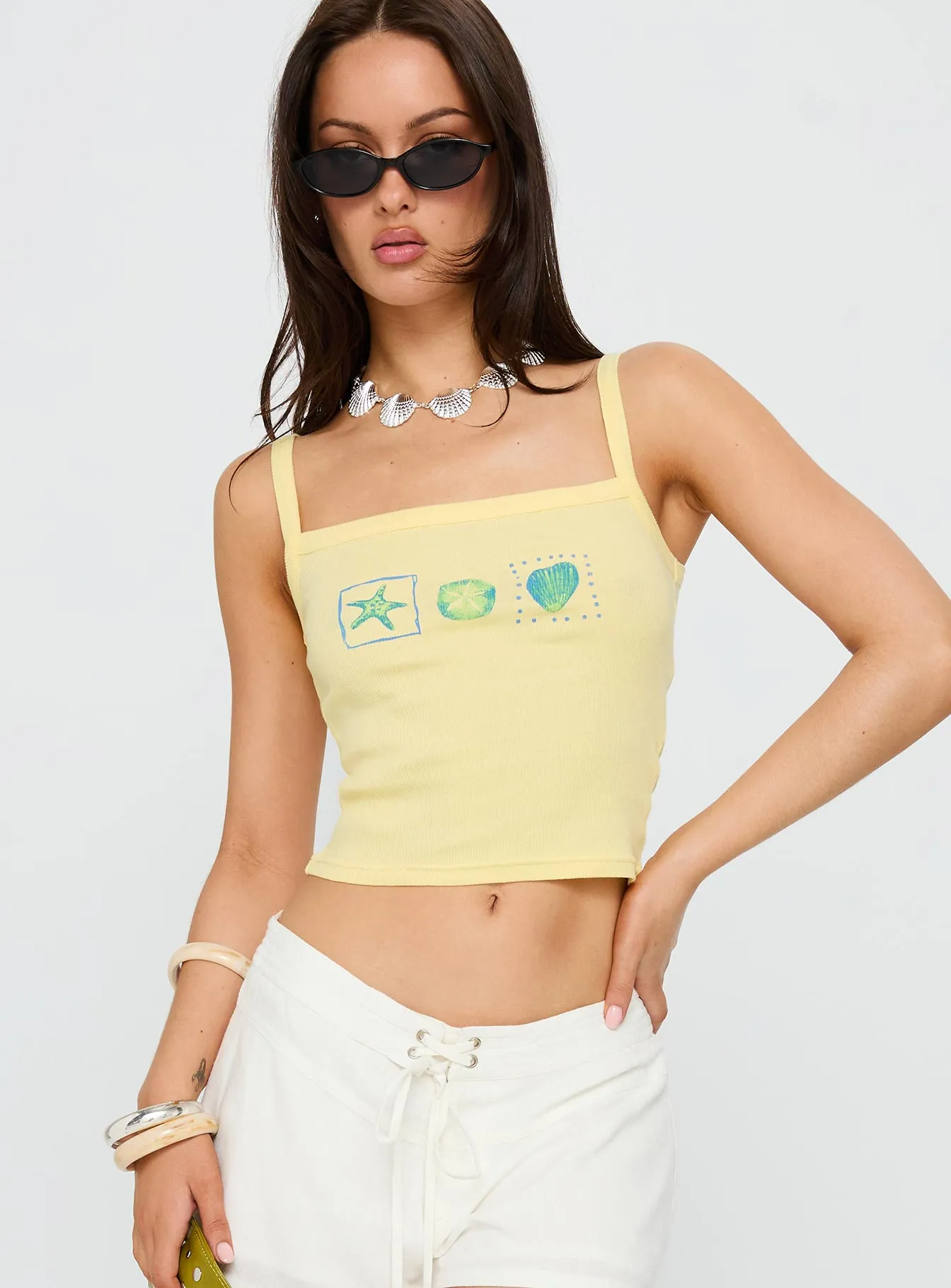 Seashore Shells Graphic Tank Yellow sold by Princess Polly product image thumbnail 2