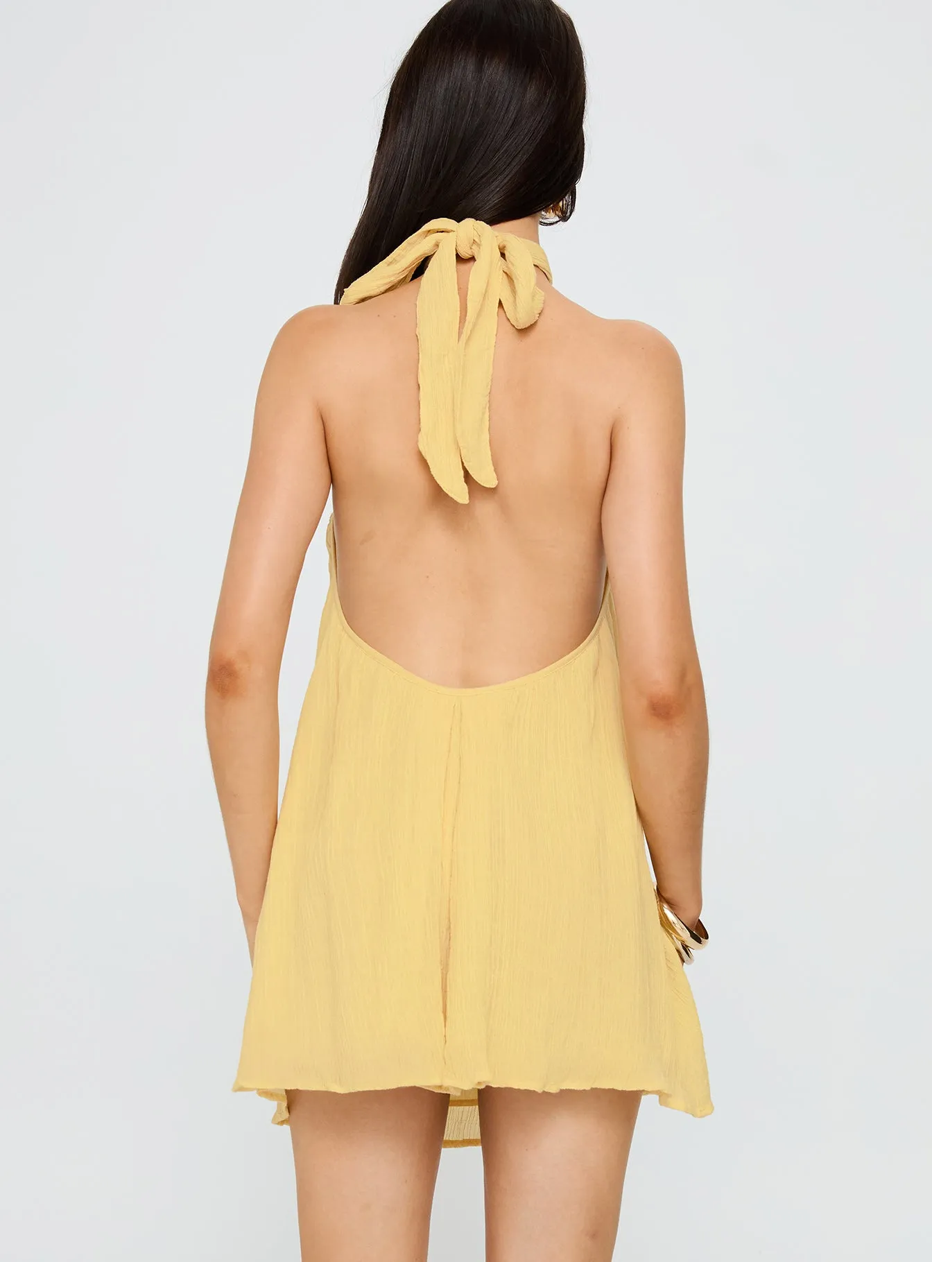 Kaiko Halter Mini Dress Yellow sold by Princess Polly product image thumbnail 5