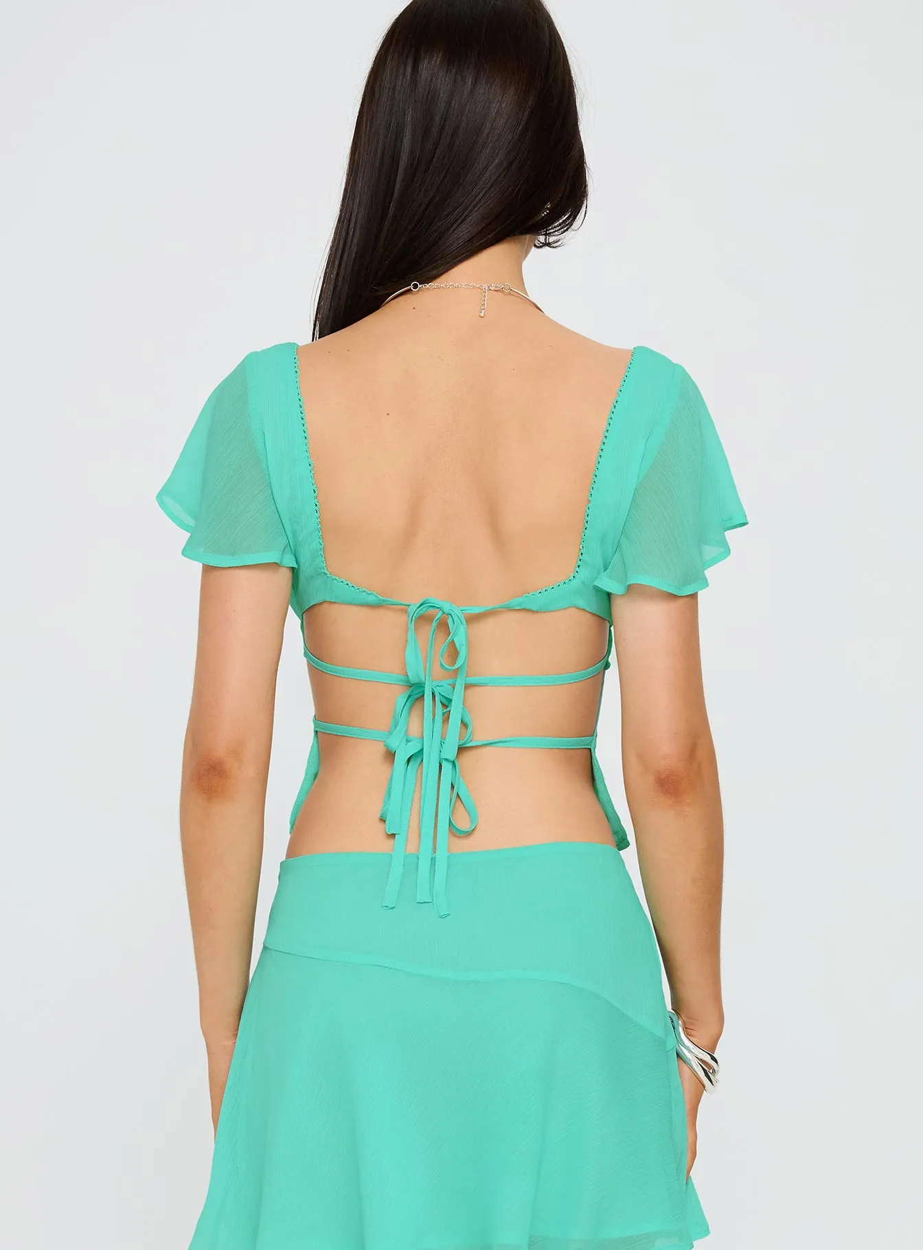 Pappilion Embroidered Top Aqua sold by Princess Polly product image thumbnail 5