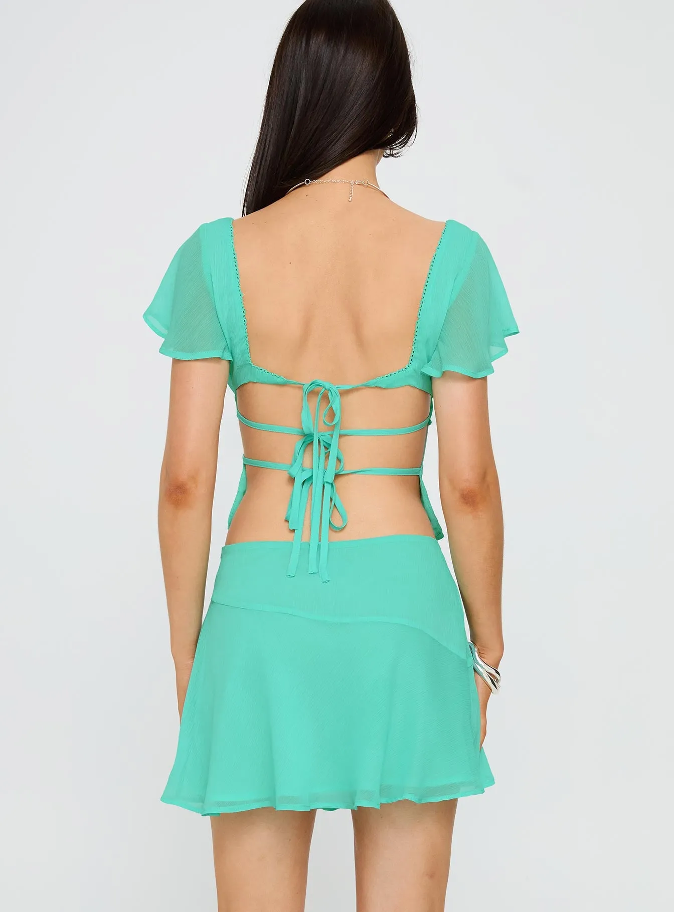 Pappilion Asymmetrical Mini Skirt Aqua sold by Princess Polly product image thumbnail 5