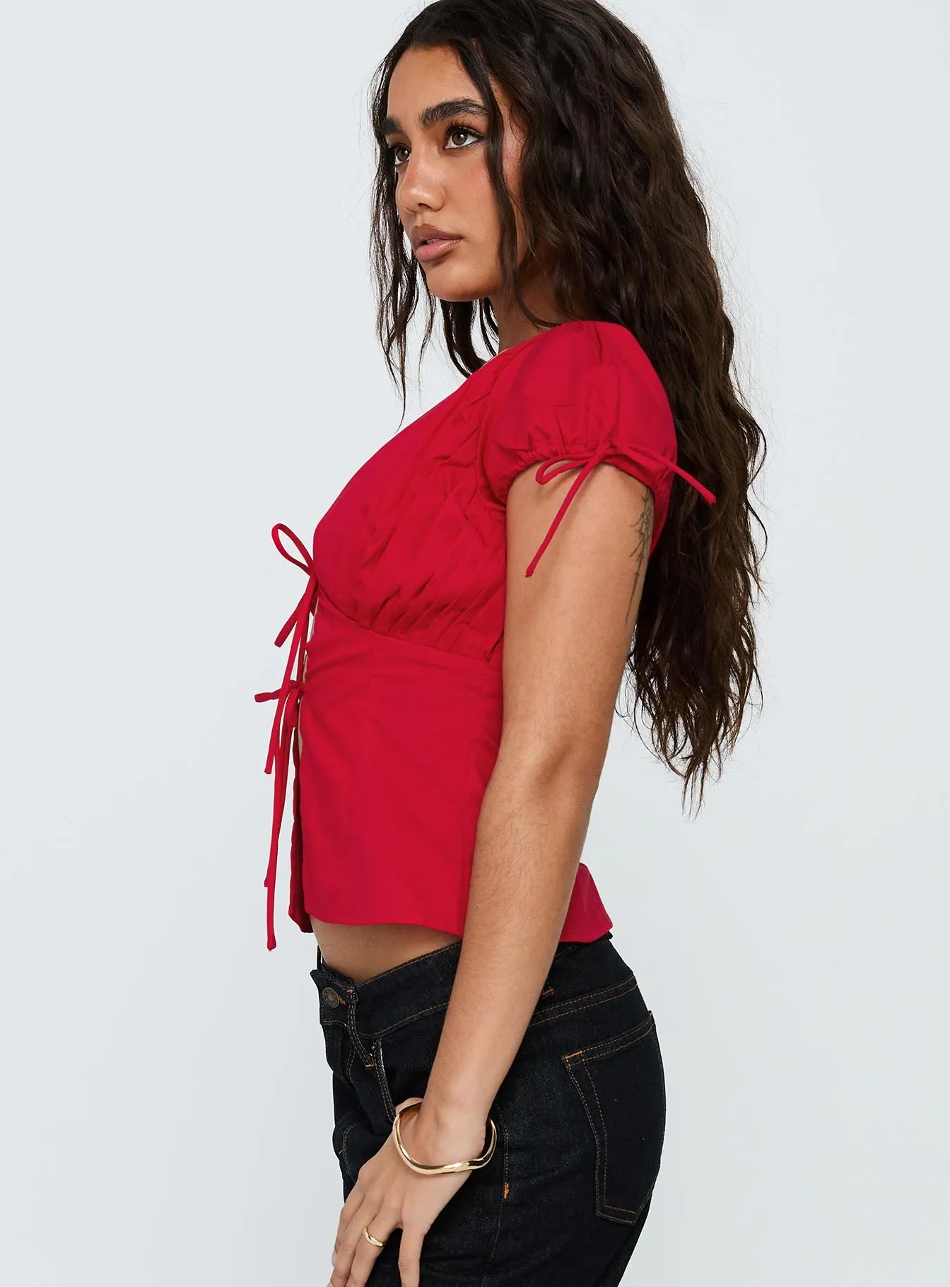 Incomparable Pleated Bust Top Red sold by Princess Polly product image thumbnail 4
