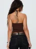Baseline Halter Rib Top Chocolate sold by Princess Polly
